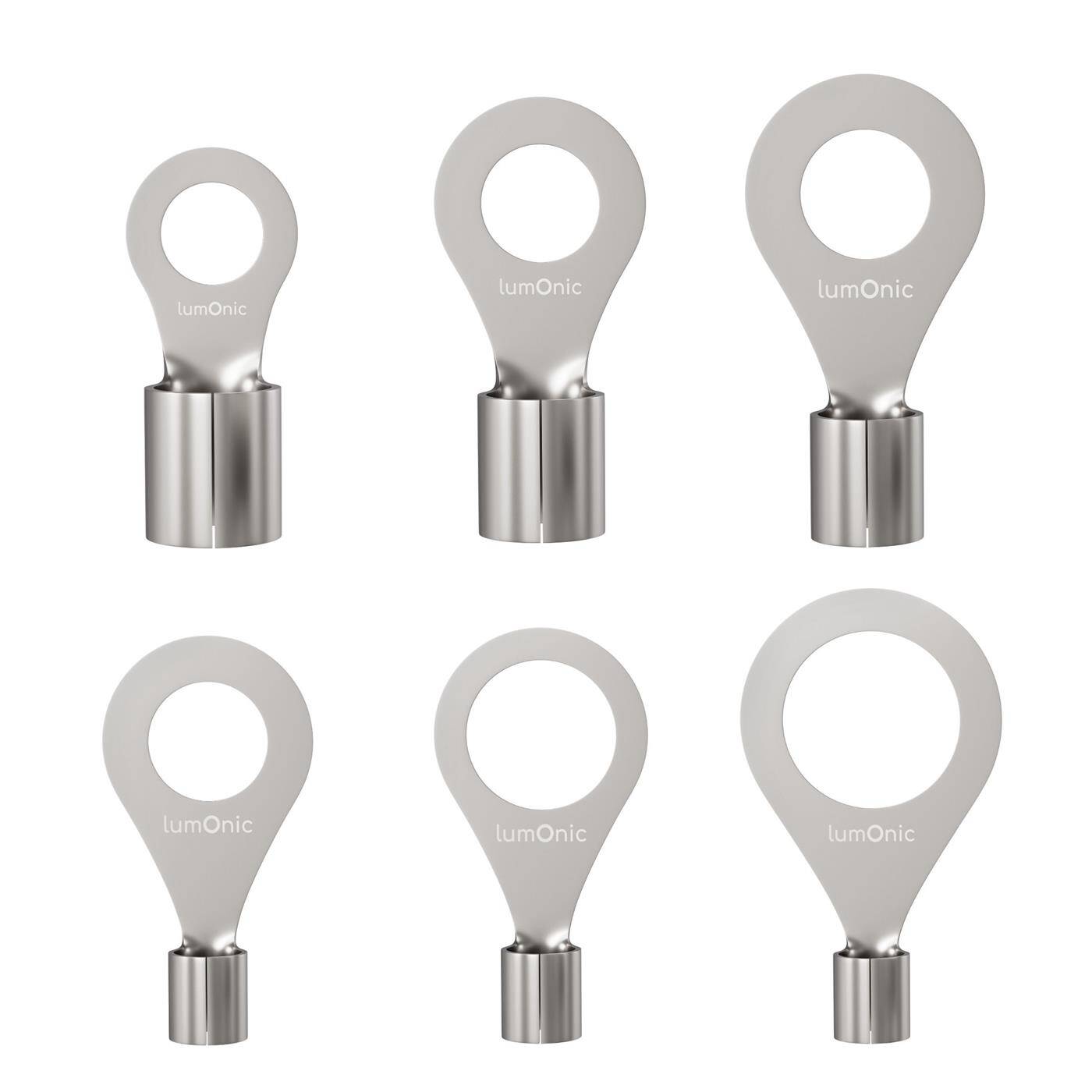 Lumonic 25x Ringkabelschuh 4,0-6,0mm² blank | M4 | Kupfer verzinnt | sichere Kabelverbindung ohne Löten | Crimp-Kabelschuh unisoliert | KFZ, Maschinenbau, Wohnmobil, Batterie