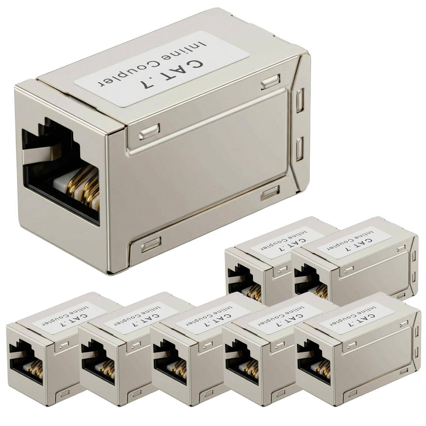 8er Set RJ45 Kupplung CAT7, 10Gbit/s, geschirmt, Netzwerk Verlängerung, PoE, Metallgehäuse, Ethernet Verbinder