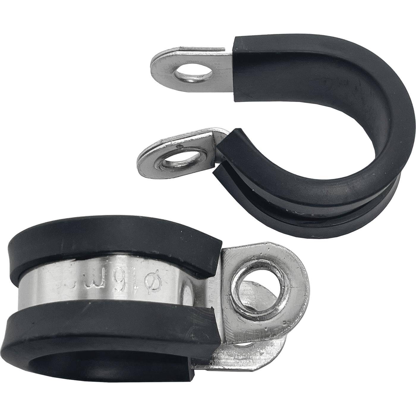 10x P-Clip Leitungsschelle Edelstahl V2A mit Gummi 16mm Rohrschelle Befestigungsschelle