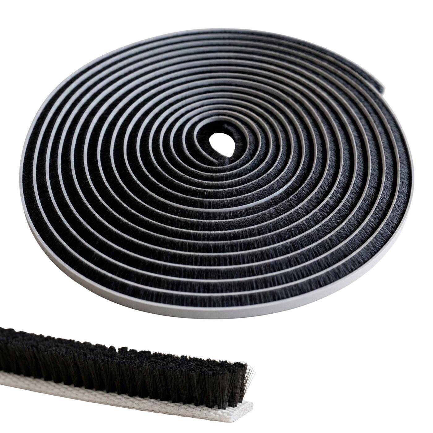 Lumonic 10m Bürstendichtung schwarz 6mm | Selbstklebend + Zuschneidbar | Zugluftstopper, Kälteschutz, Insektenschutz für Fenster, Türen, Schrank