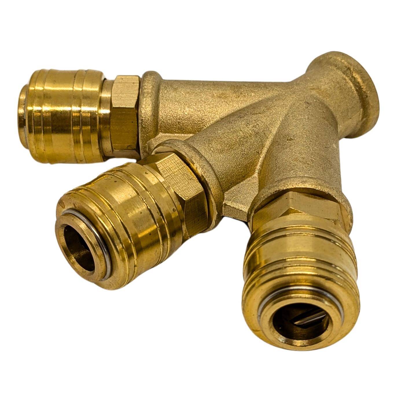 Compressed air distributor 3-fold with internal thread 3/8" made of brass Compressed air distributor Compressed air diverter Quick coupling Multiple distributor for workshops, businesses and DIY enthusiasts