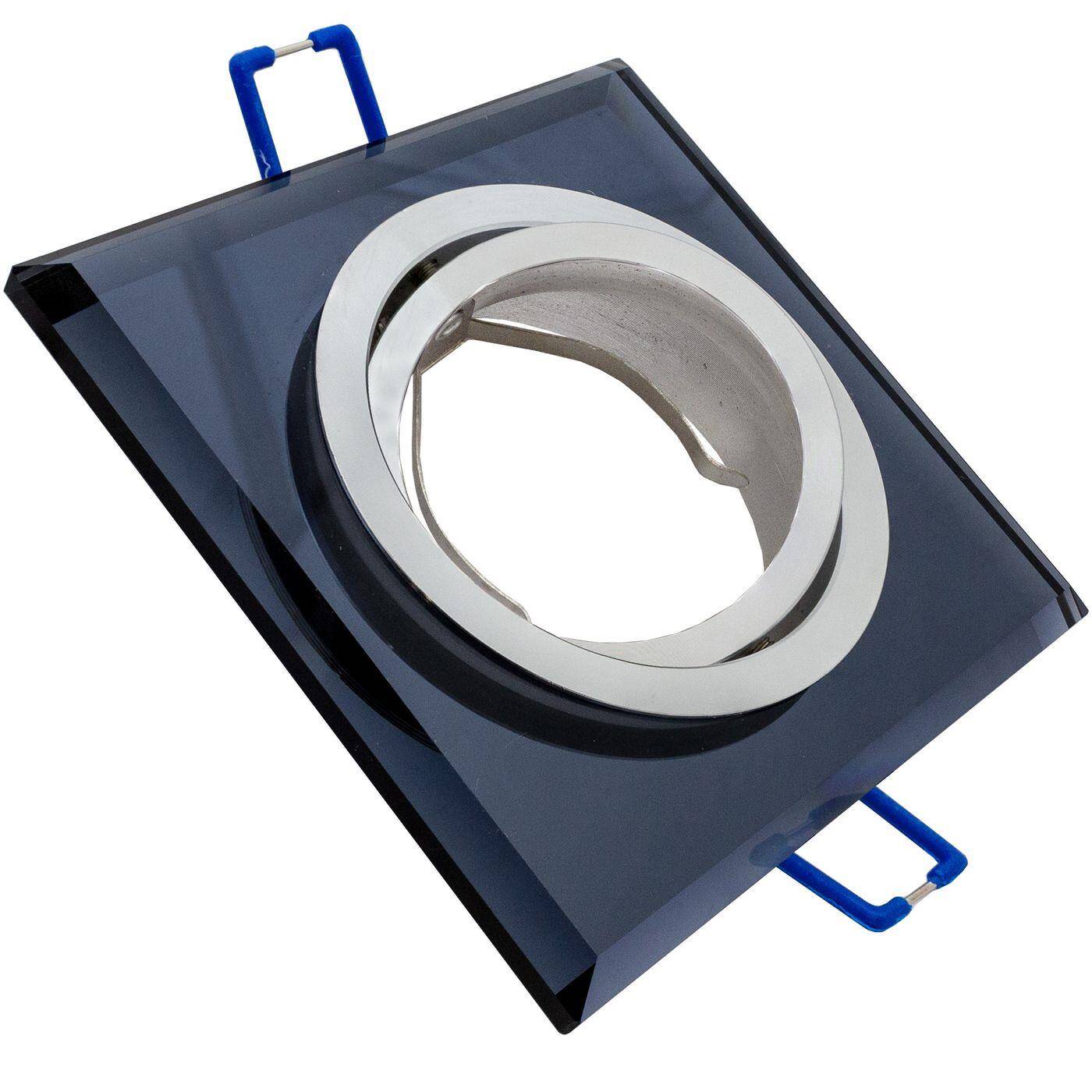 LED Einbaurahmen Quadratisch 90x90x25mm Schwarz Glas 8mm Schwenkbar Spot GU10 MR16