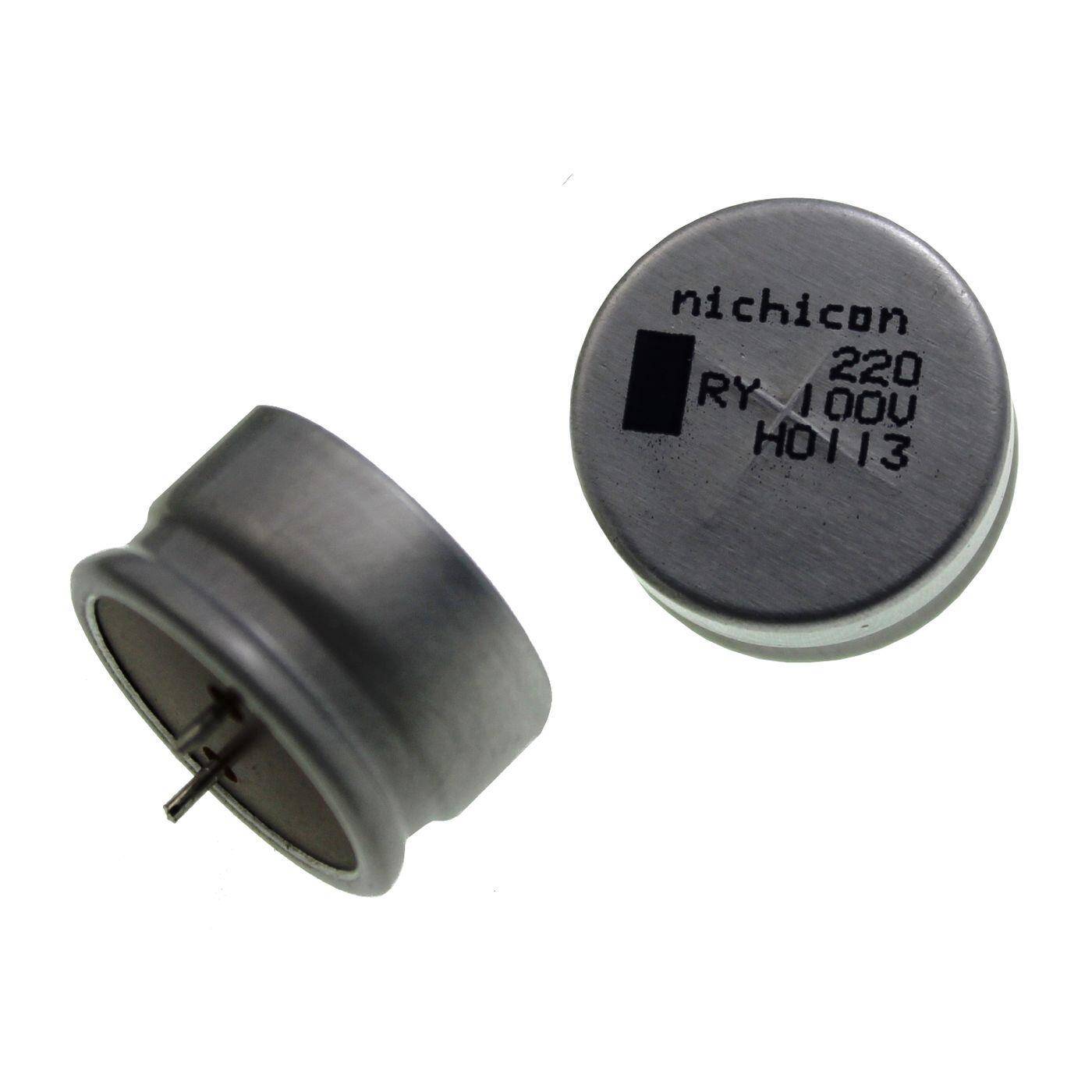 Elko Kondensator Radial 220µF 100V | Elektrolytkondensator bis zu einer Temperatur von 105°C | 22x13mm | 220uF URY2A221MRR1CV Nichicon