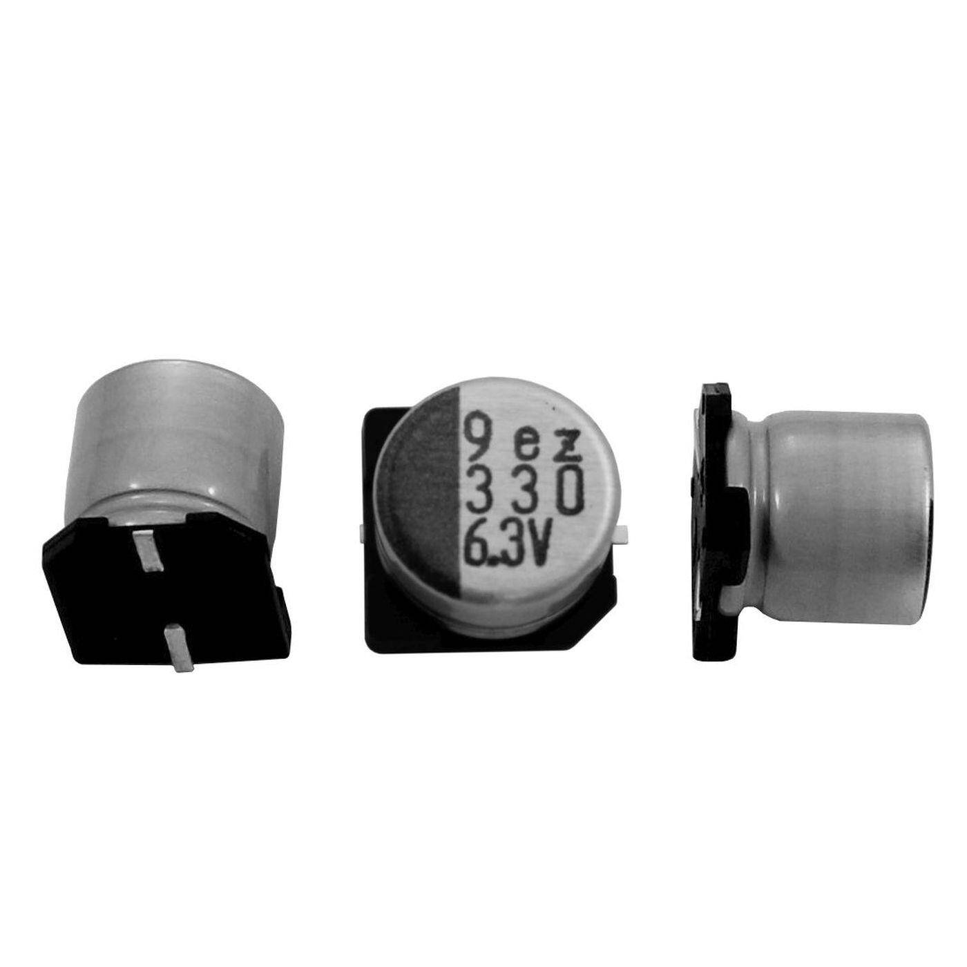 SMD Elko Capacitor 330µF 6,3V | Electrolytic capacitor up to a temperature of 105°C | 8x6,5mm | 330uF RVZ-6V331MG68TO-R2 Elna