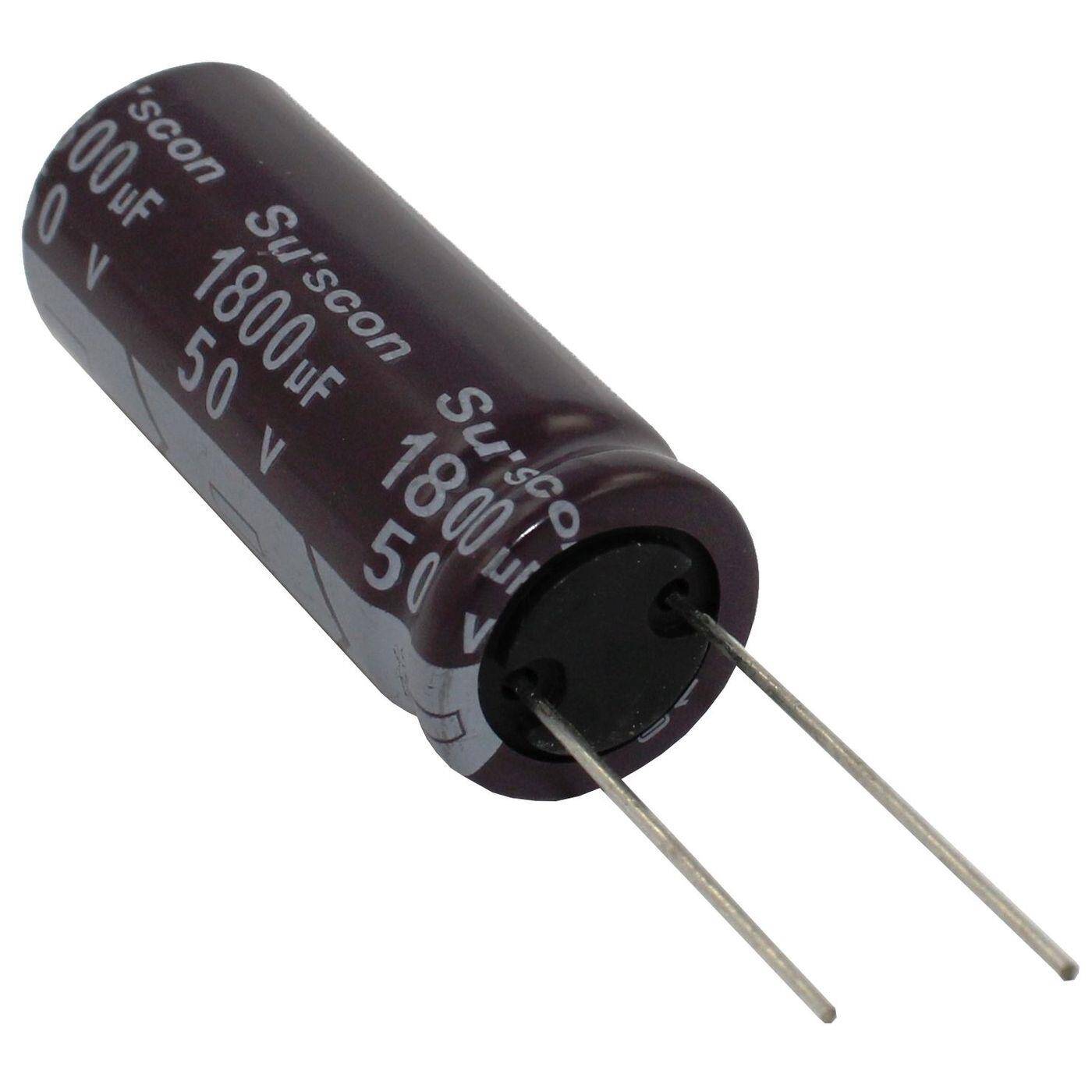 Elko Capacitor Radial 1800µF 50V | Electrolytic capacitor up to a temperature of 105°C | 16x40mm | 1800uF HG050M182J40T008S00R Suscon