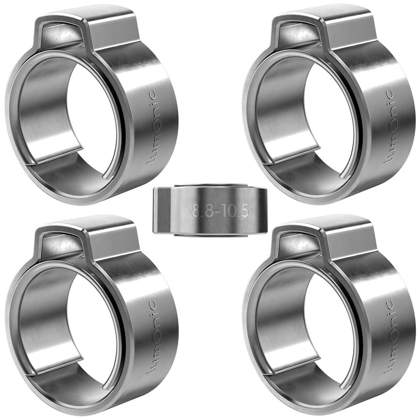 Lumonic I 5x 1-ear clip 8,8-10,5mm I V2A Stainless steel I Single ear clip I Hose clamp I for Compressed air, Pipe systems, Garden, CAR