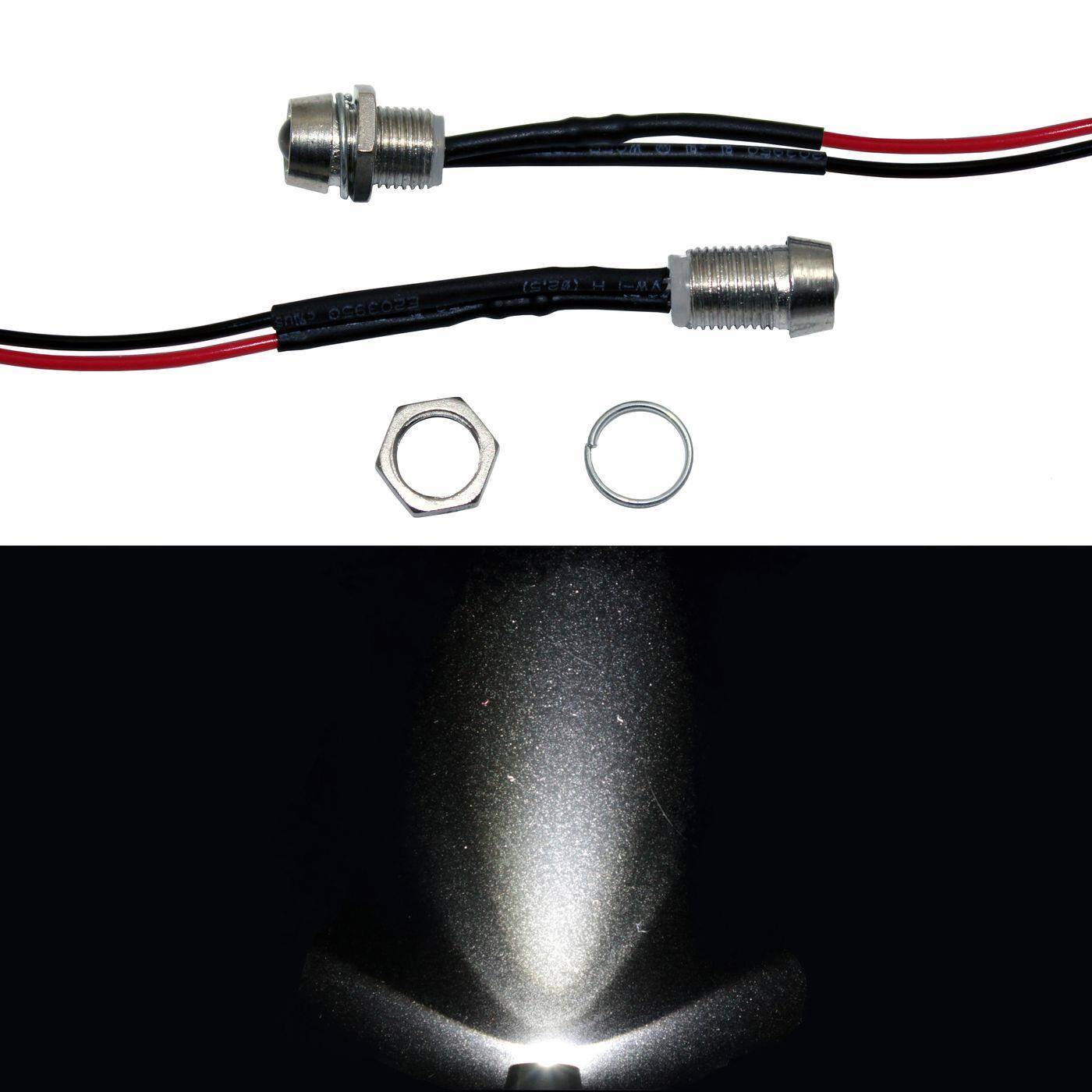 5x Superbright signal screw LEDs Cold White 6000K 12V 20cm Cable 10000…15000mcd 45°