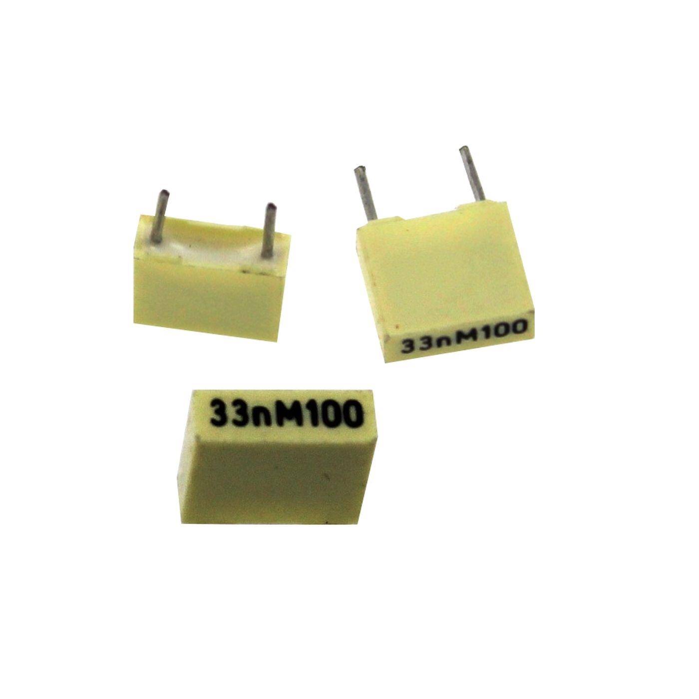 Arcotronics MKT Foil Capacitor | 0,033µF 100V DC I 2-Pin Connection I 2-Pin I 0,033uF, 33nF I Capacitor for crossover networks of loudspeakers or for interference suppression of electrical devices