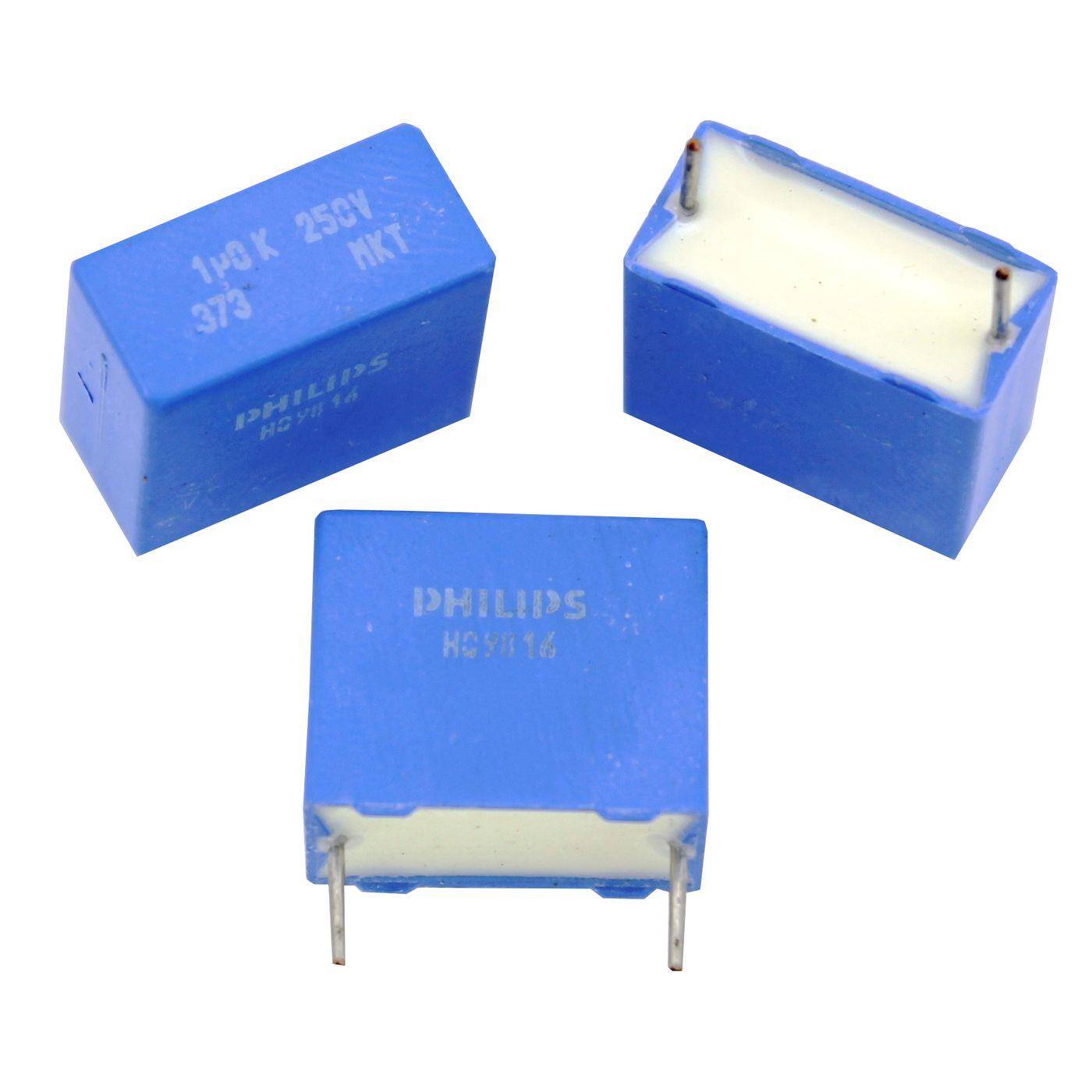 Philips MKT Foil Capacitor | 1µF 250V DC I 2-Pin Connection I 2-Pin I 1uF, 1000nF I Capacitor for crossover networks of loudspeakers or for interference suppression of electrical devices