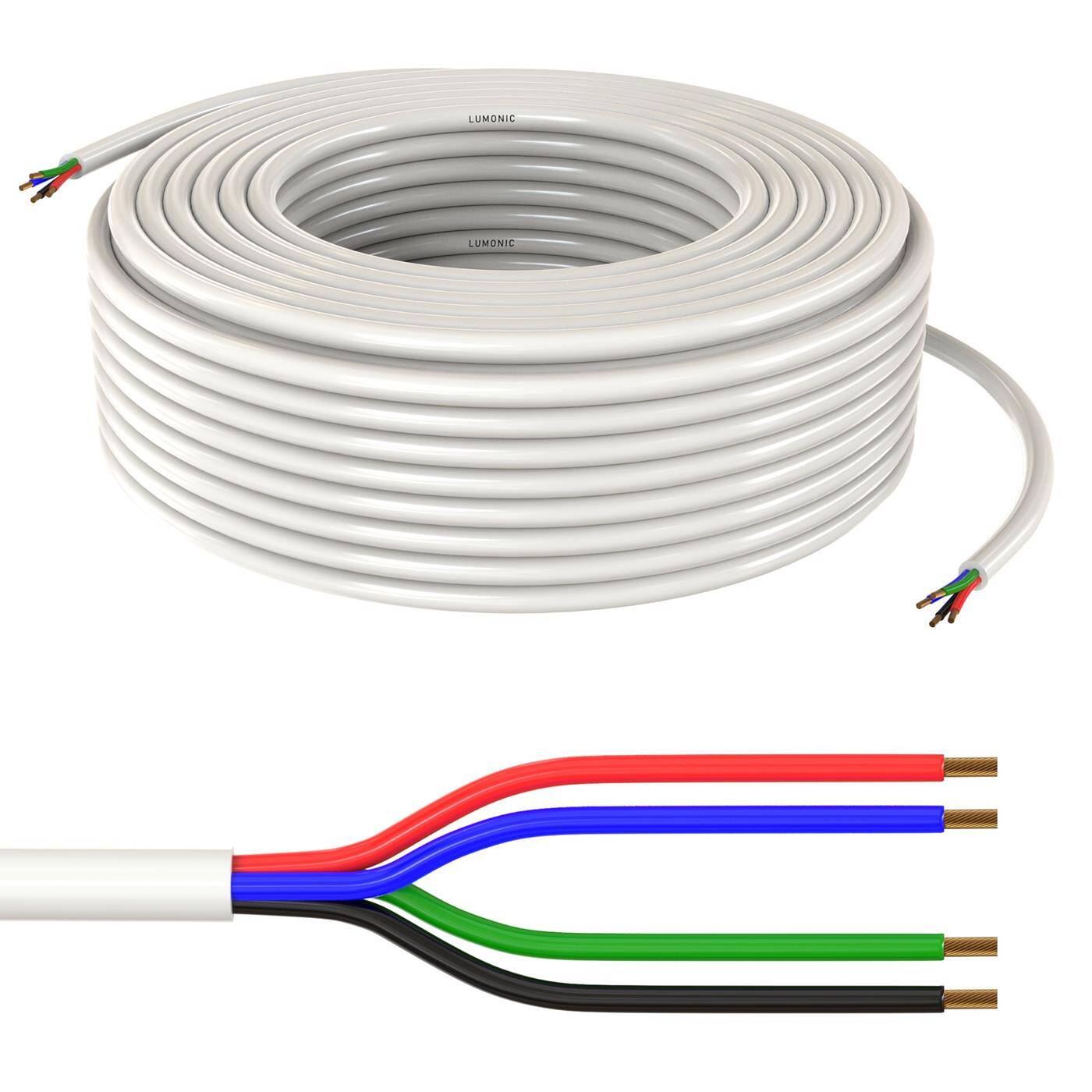 1m RGB LED Control cable 4x 0,34mm² LiYY Extension 4 wire Power cable White