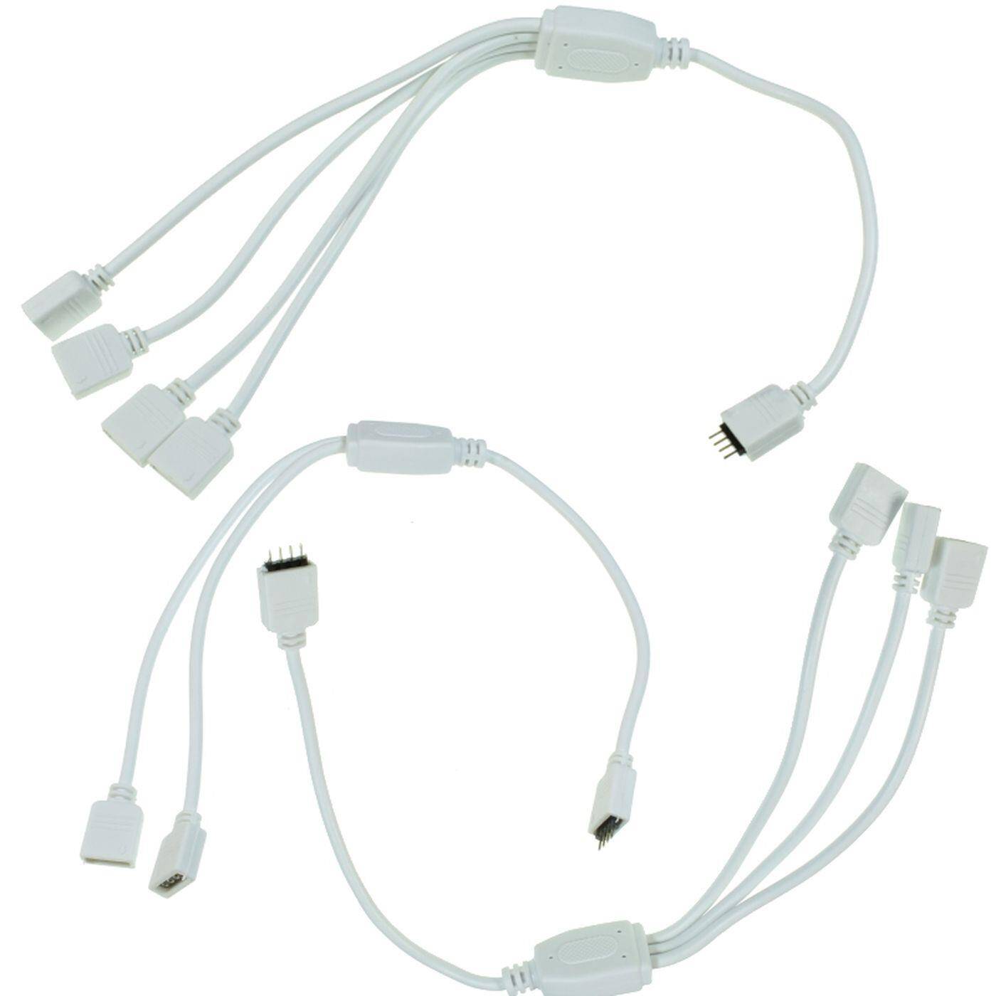 1 zu 2 RGB LED Verteiler Steckverbinder 30cm 4 Pin Buchse -> 2x 4 Pin Buchse 13x6mm Weiß