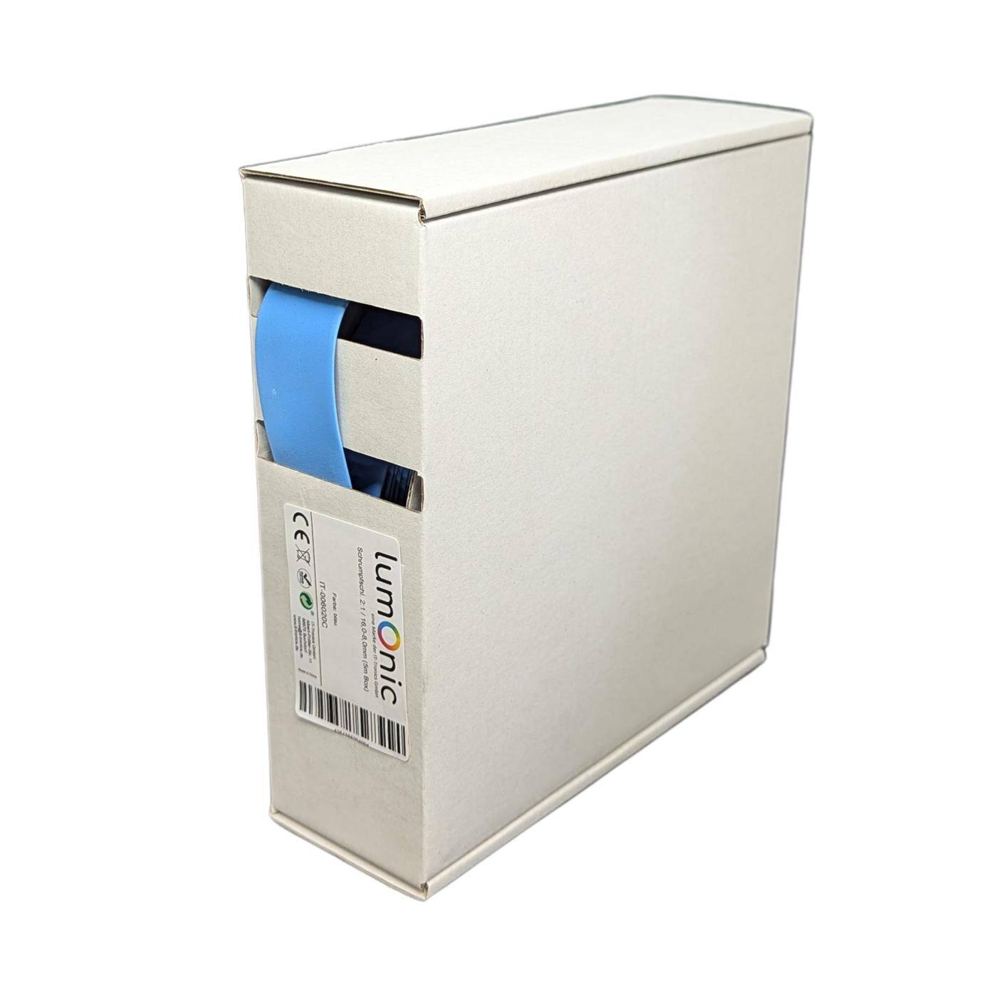 5m Heat shrink tubing Box 2:1 16 -> 8mm Blue