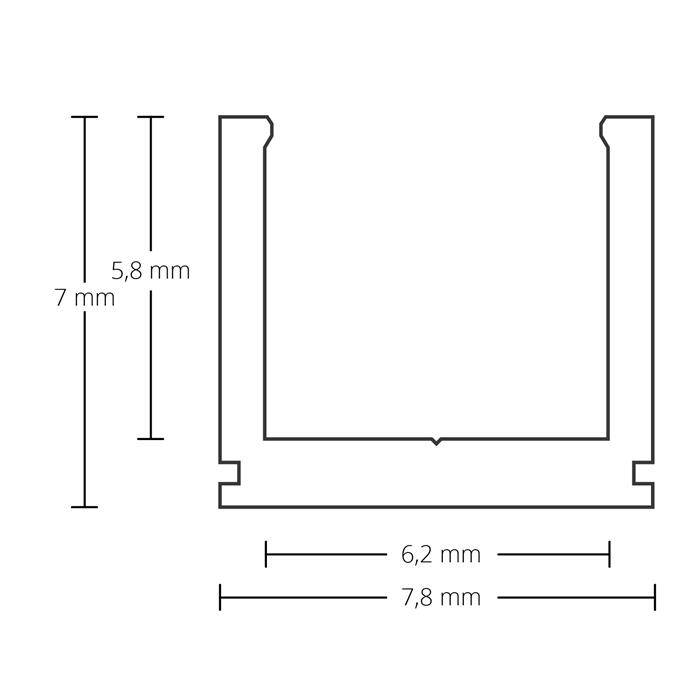 2m LED Profil PO16 Schwarz 10x9,2mm Aluminium Aufbauprofil für 6mm LED Streifen