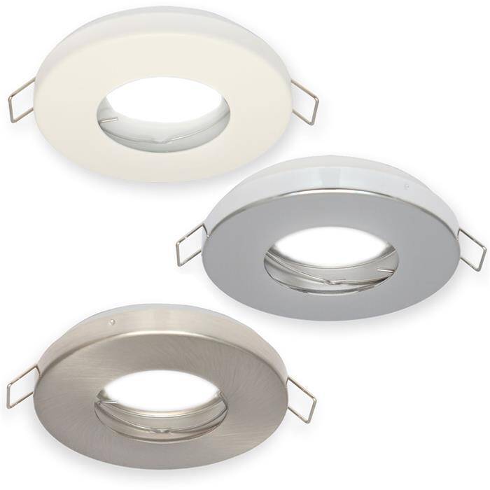 LED Einbaurahmen Bad Feuchtraum Rund IP44 85x36mm Weiß Aluminium Schwenkbar Spot GU10 MR16 LED Einbaurahmen Bad Feuchtraum Rund IP44 85x36mm Weiß Aluminium Schwenkbar Spot GU10 MR16