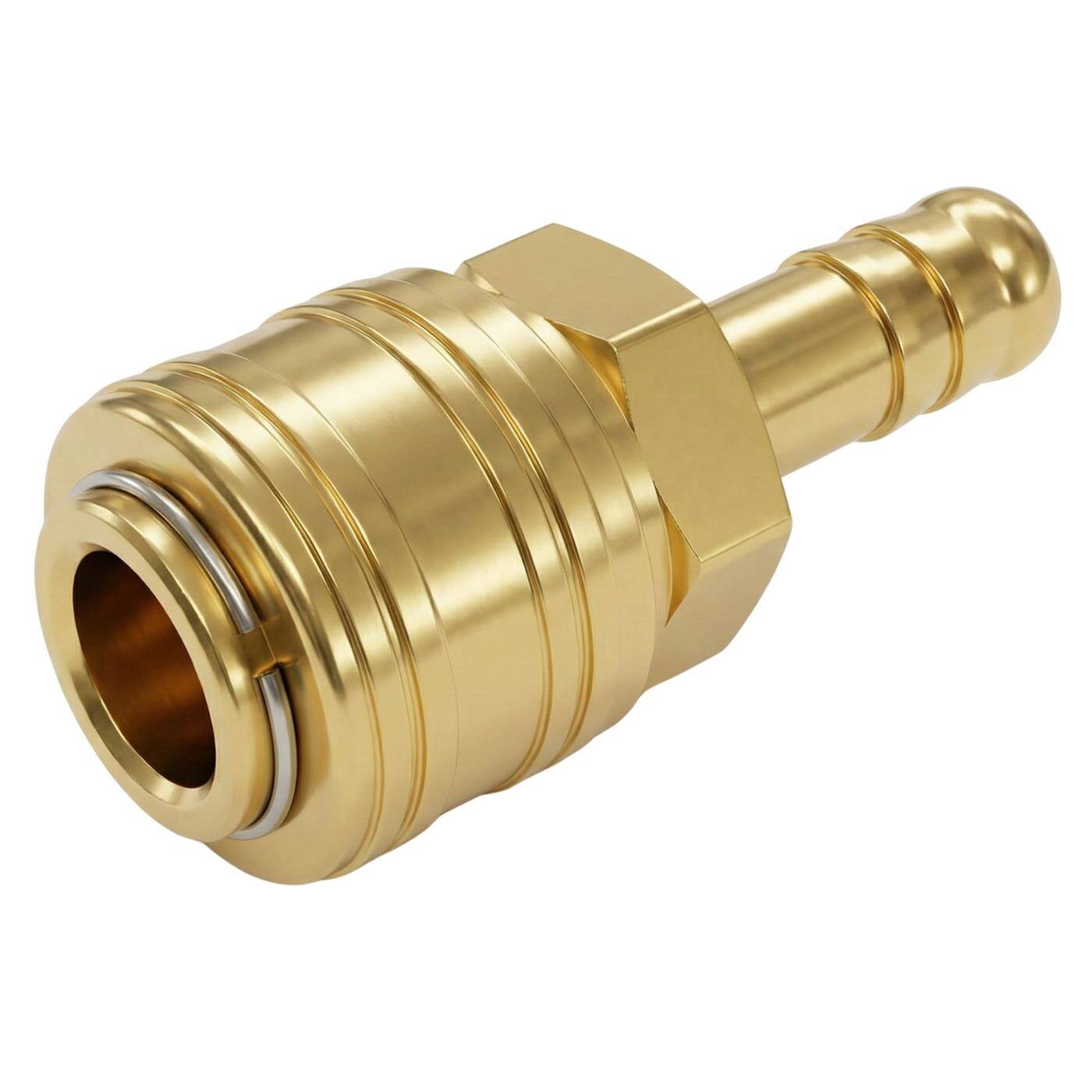 Kupplungsdose mit Schlauchstutzen für 9mm Schlauch aus Messing Druckluftkupplung-Buchse Schnellkupplung für Werkstätten, Betriebe und Heimwerker