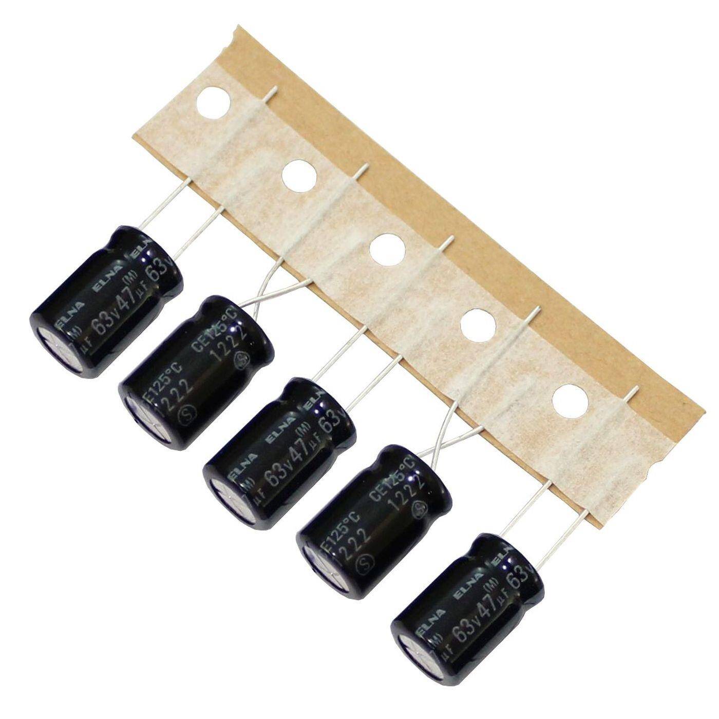 Elko Kondensator Radial 47µF 63V | Elektrolytkondensator bis zu einer Temperatur von 125°C | 8x12mm | 47uF RK-63V470MG3#-T2 Elna