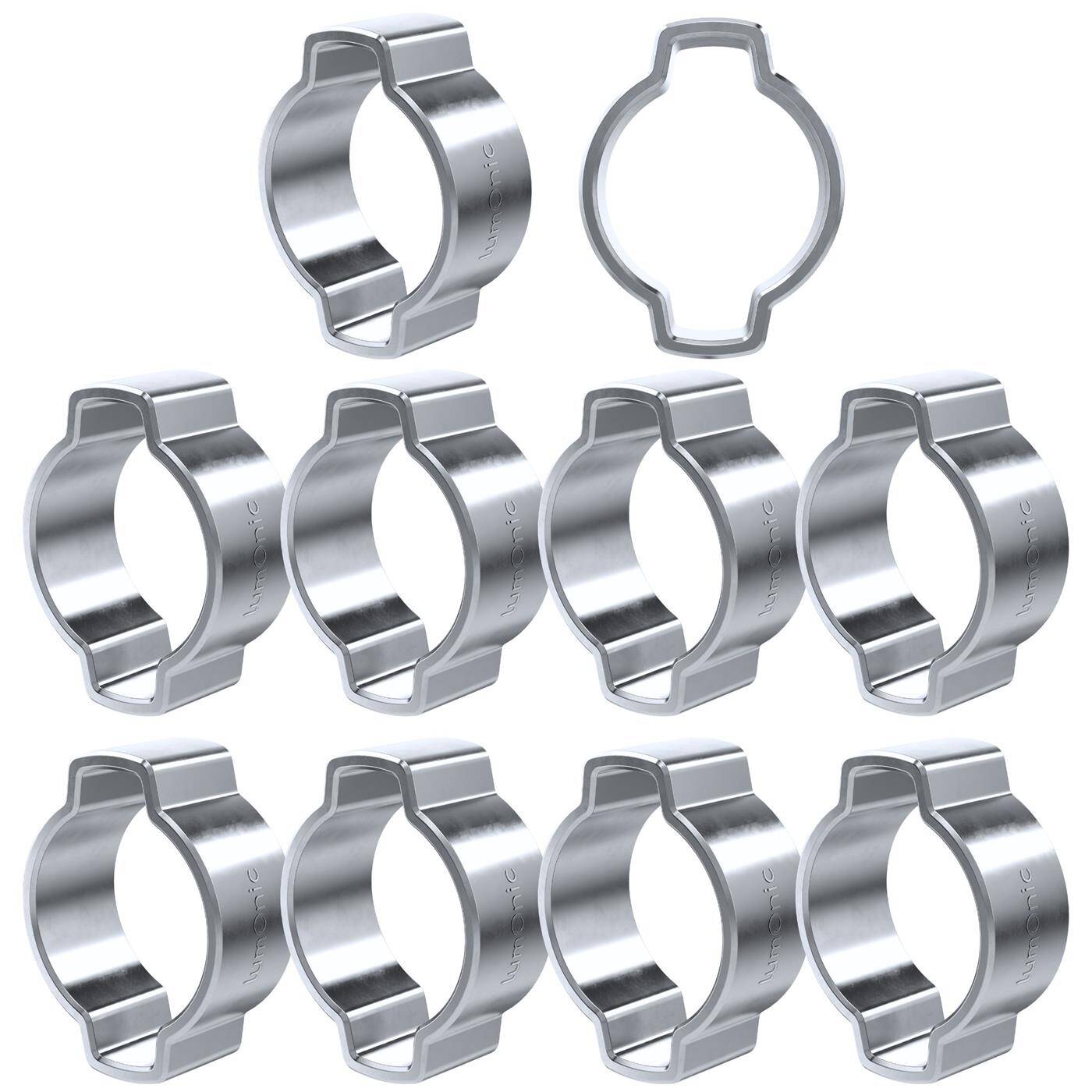 Lumonic I 10x 2-Ohr-Schelle 11-13mm I Stahl Verzinkt I Zweiohrschelle I Schlauchschelle I für Druckluft, Rohrsysteme, Garten, KFZ