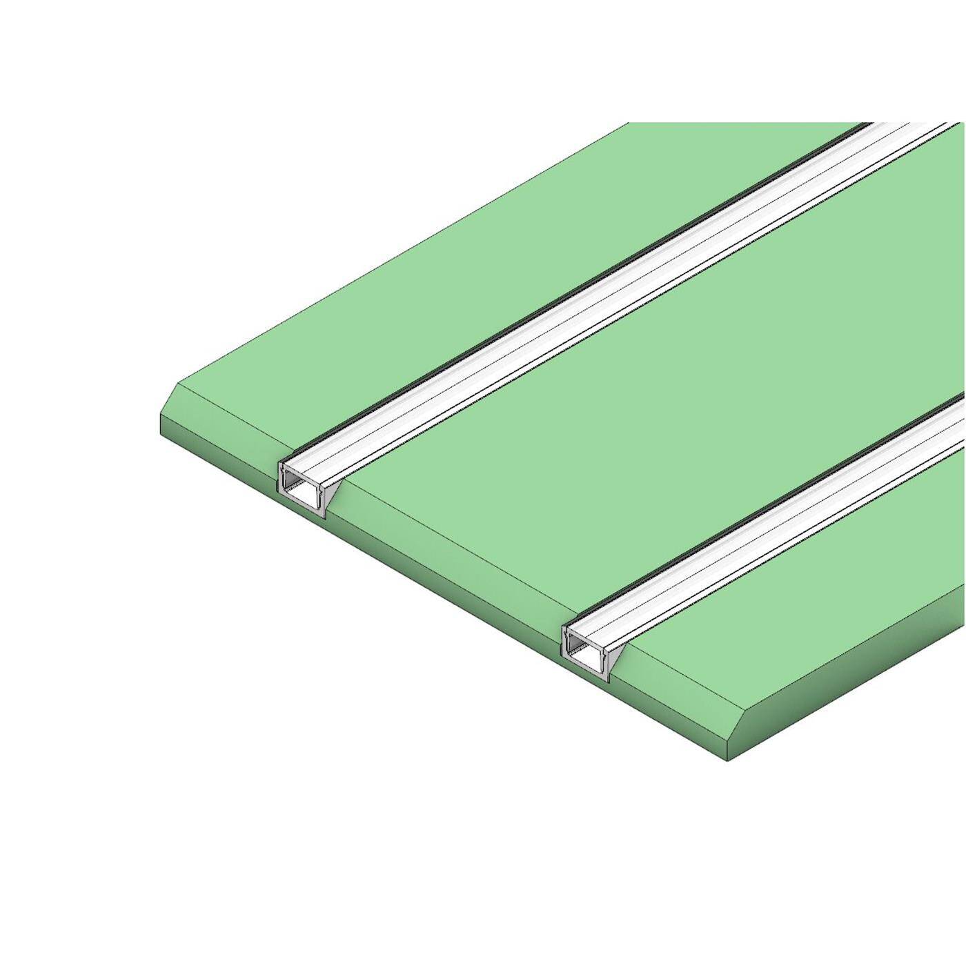 2m LED Drywall Panel gerade 2-track for 12mm Strip