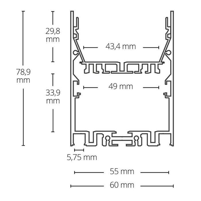 2m LED Profil LL2 Weiß 60x78,9mm Aluminium Leuchtenprofil für 2x 5,8mm + 1x 43mm LED Streifen