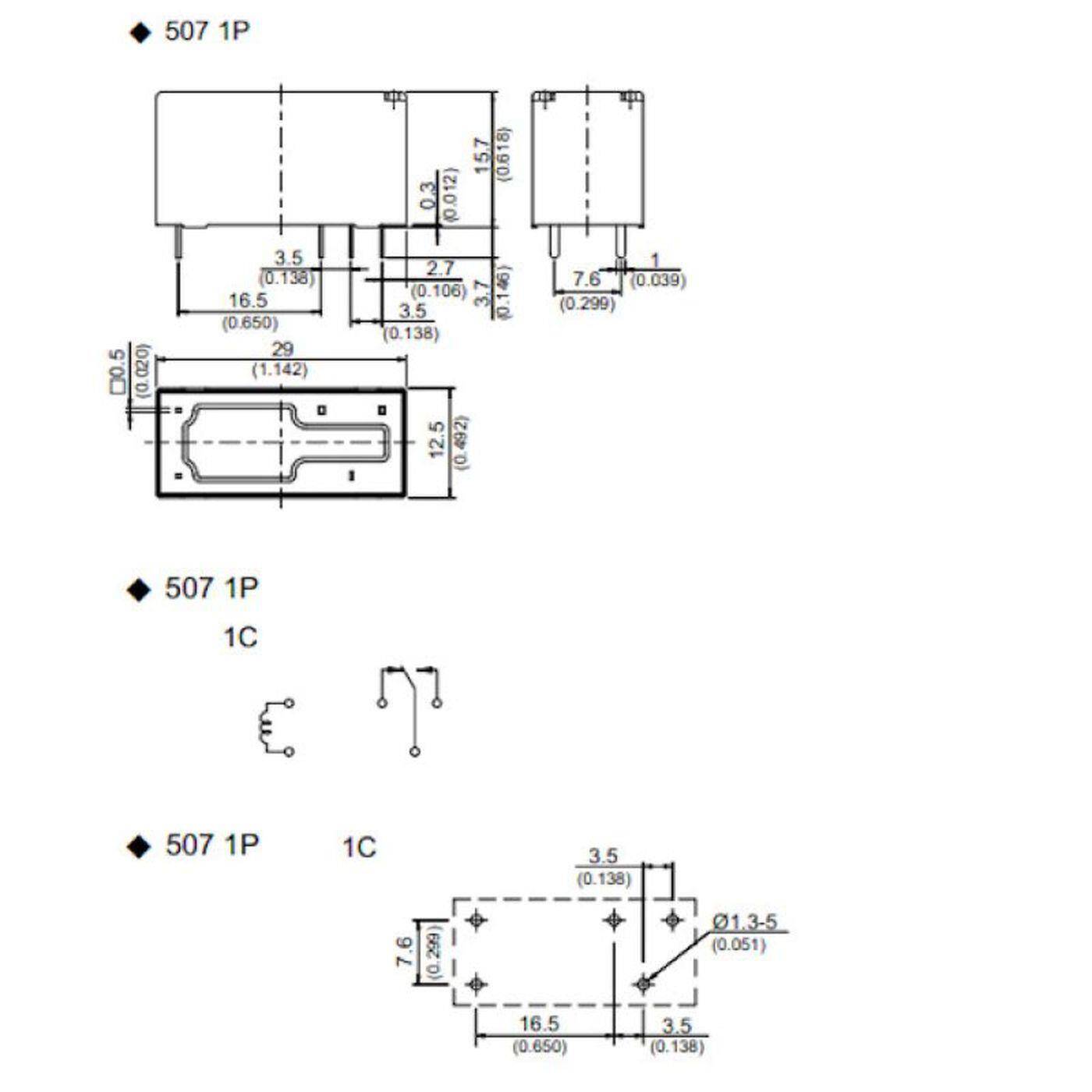 Print Relay 24V Song Chuan 507N-1CC-F-CE 24VDC 24VDC 17A 250V Changeover contact