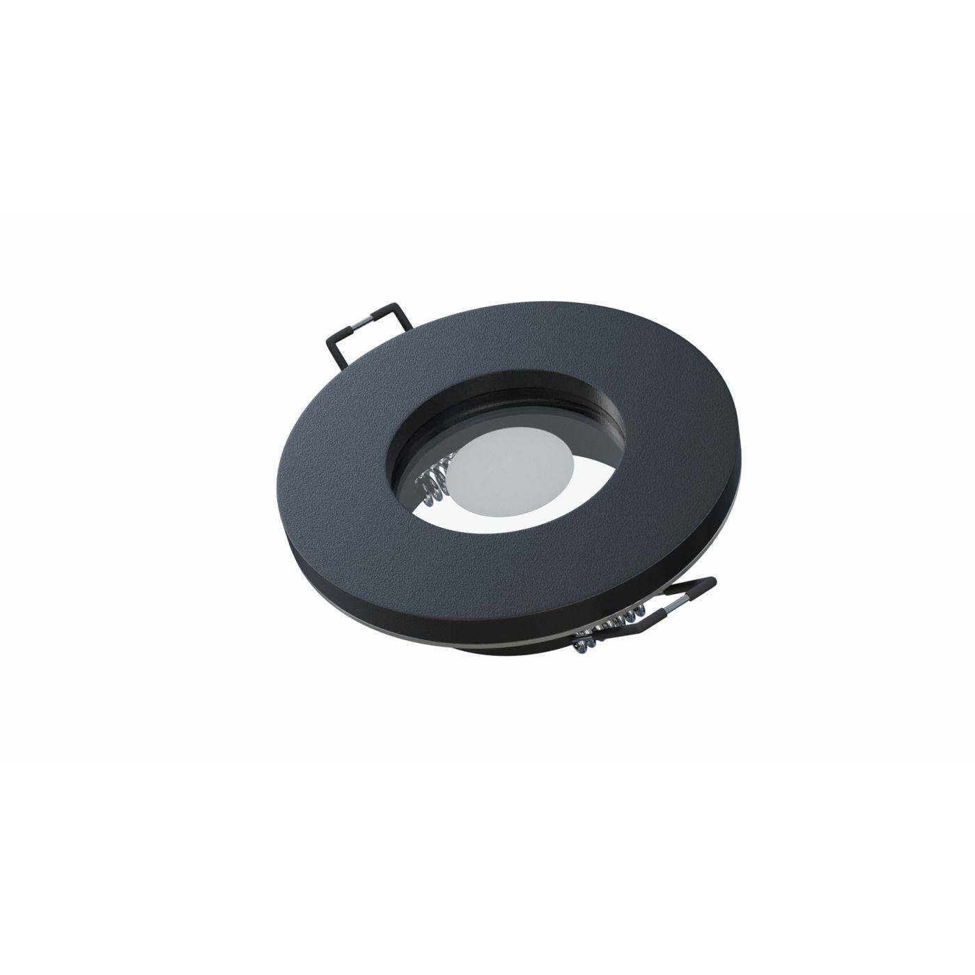 LED Einbaurahmen Bad Feuchtraum Rund IP44 84x27mm Schwarz Aluminium Schwenkbar Spot GU10 MR16