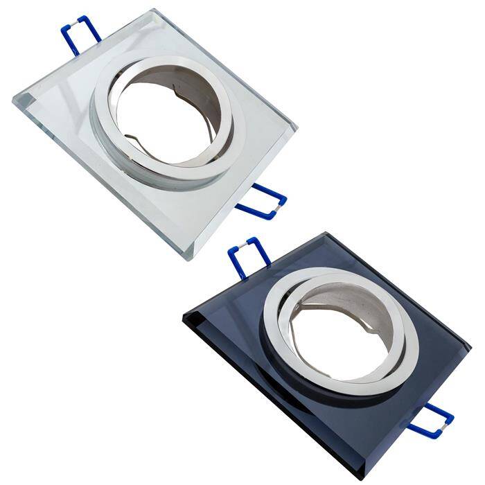 LED Einbaurahmen Quadratisch 90x90x25mm Weiß Glas 8mm Schwenkbar Spot GU10 MR16 LED Einbaurahmen Quadratisch 90x90x25mm Weiß Glas 8mm Schwenkbar Spot GU10 MR16