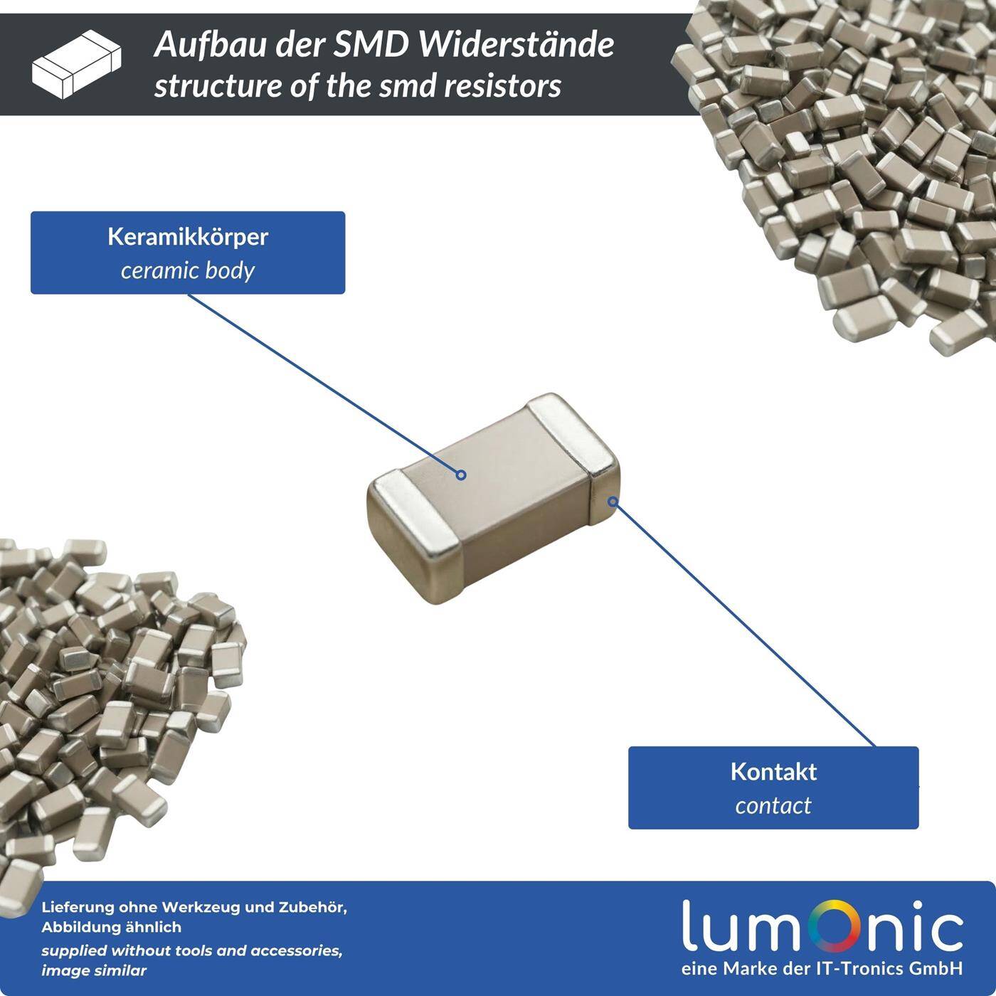 Lumonic SMD Widerstand 0402 Sortiment | 170 Werte je 50 Stück | E24 Reihe 8500 Stück | 1% Genauigkeit Widerstandsbuch | SMD Resistor Kit für PCB Platine, SMD Reflow