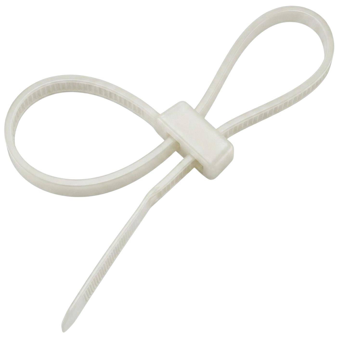 Lumonic 100 Stück Kabelbinder Doppelschlaufe Weiß | 200 × 4,8mm | bis 22kg Zugfestigkeit | Nylon PA6.6 | Zwei Bündel an einem Fixpunkt | Kabelmanagement, Industrie, Haushalt
