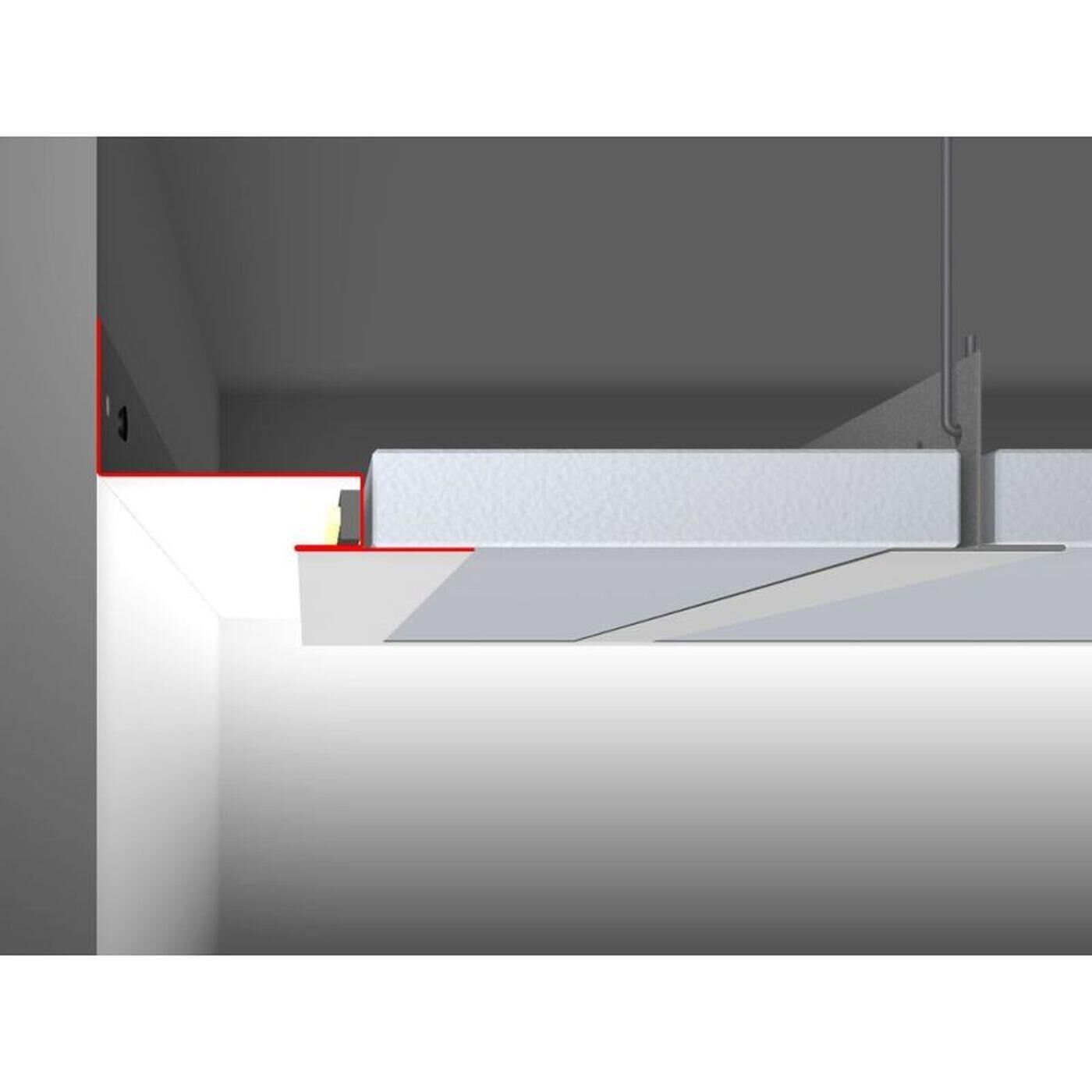 2m LED Trockenbauprofil WRD-40 für Einbau in abgehängte Rasterdeckensysteme Stahl Zinkblech