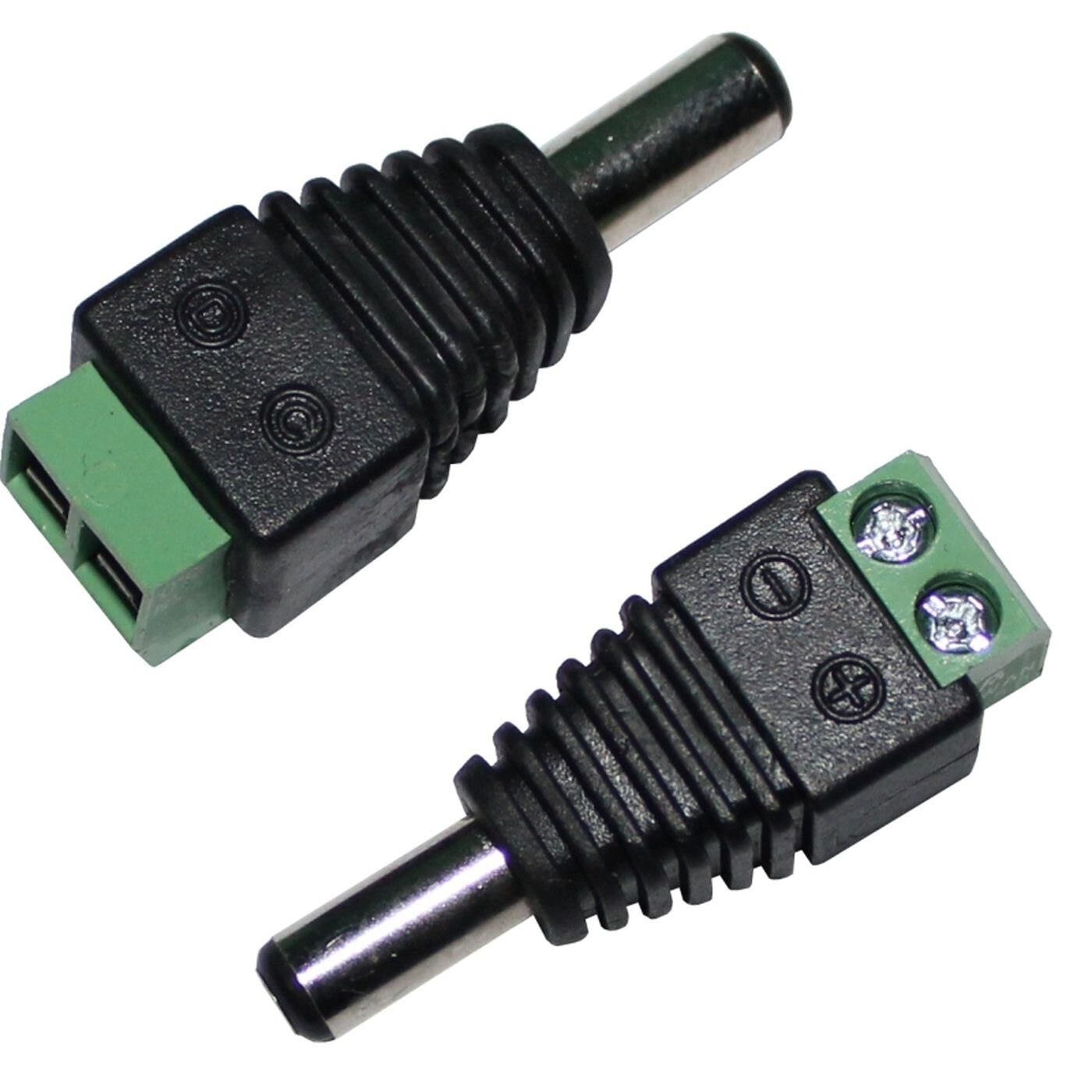 LED DC Connector with Screw terminals 5,5/2,1mm Hollow plug for single-colour LED strips 2-Pin