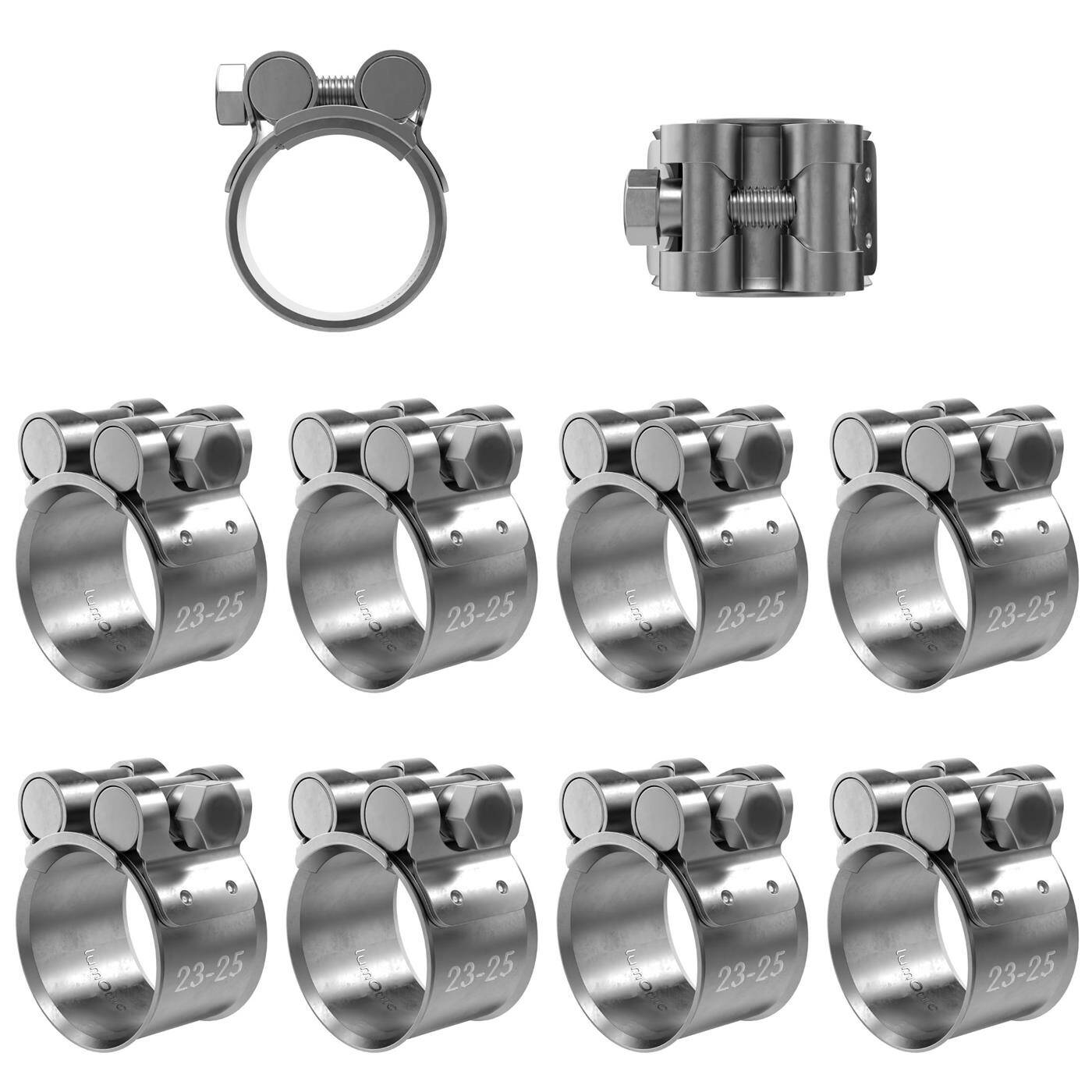 10x Lumonic Gelenkbolzenschelle Edelstahl 23-25mm V2A Auspuffschelle für Bau PKW LKW