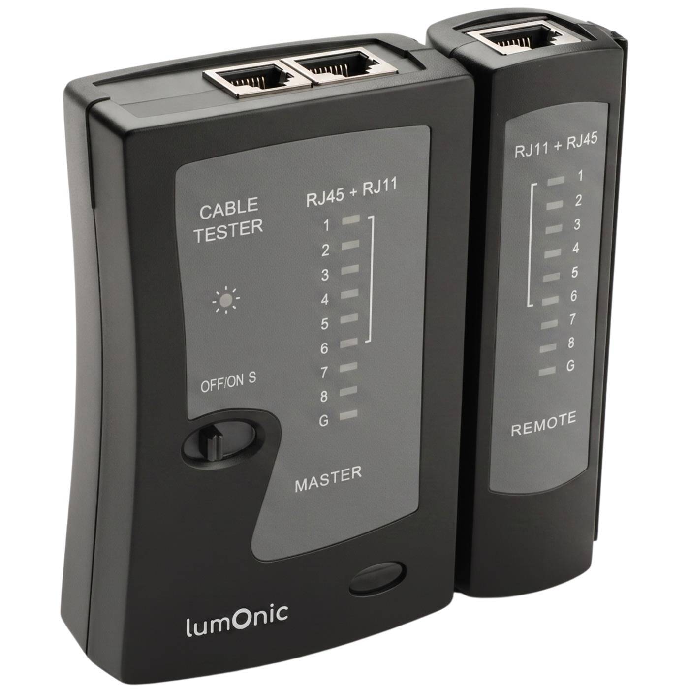 Lumonic Network Tester with Remote Unit for RJ45 and RJ11, Black - Master and Remote Units for Ethernet Cables, RJ45 and RJ11, Continuity Tester, LAN Tester, Network Cable Tester