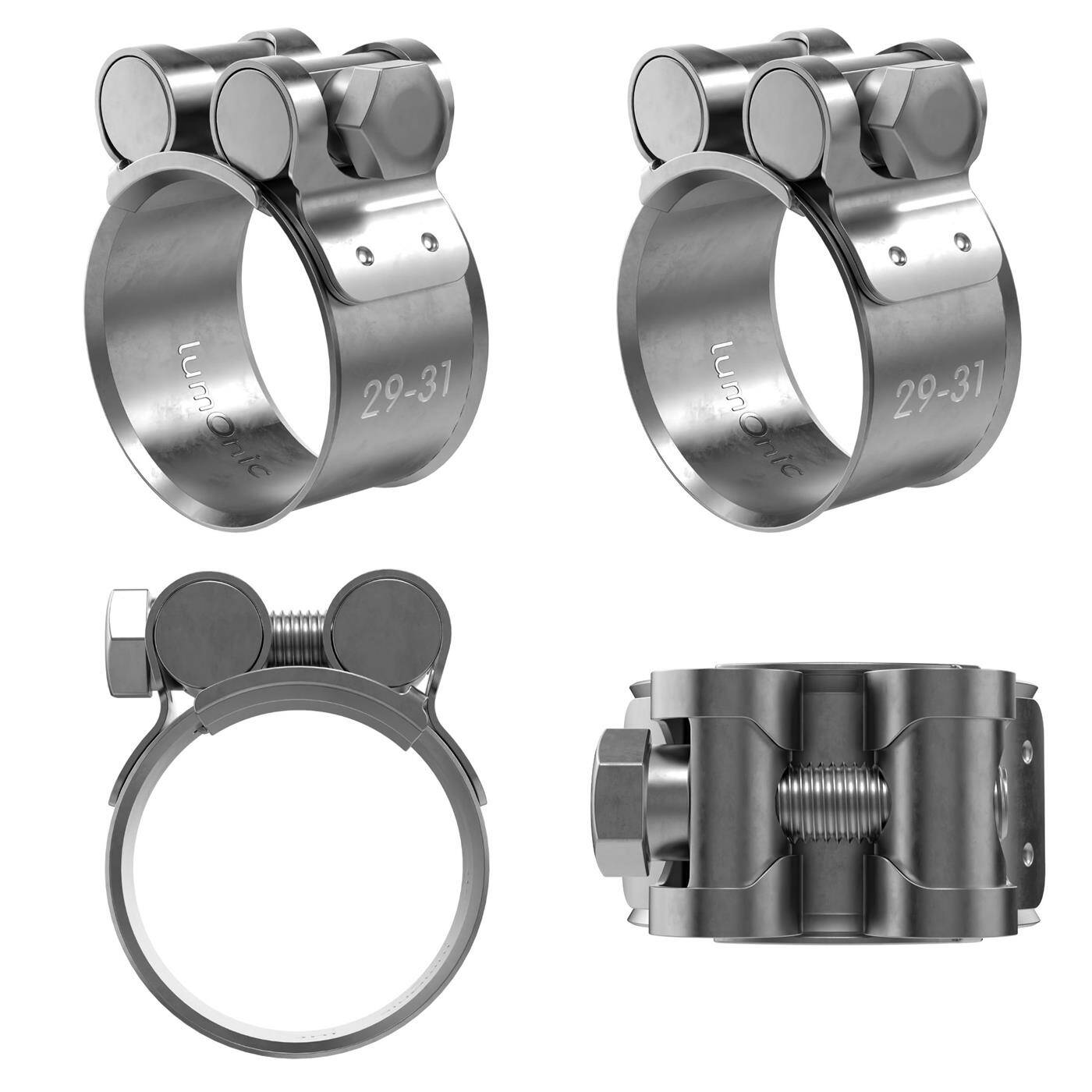 4x Lumonic Gelenkbolzenschelle Edelstahl 29-31mm V2A Auspuffschelle für Bau PKW LKW