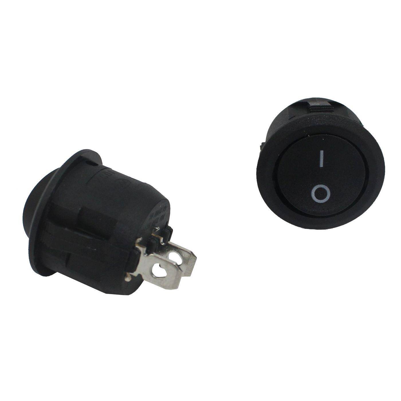 5x Off switch 1pole 250V 6A I-0 d=23mm Black Rocker switch