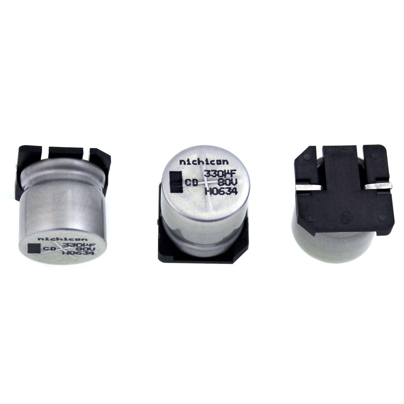 SMD Elko Kondensator 330µF 80V | Elektrolytkondensator bis zu einer Temperatur von 105°C | 17x17mm | 330uF UCD1K331MNQ1MS Nichicon