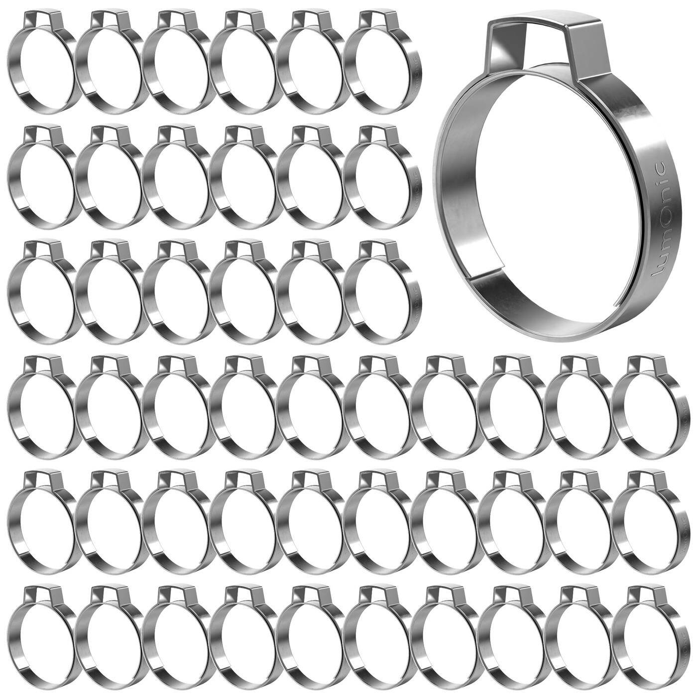 Lumonic I 50x 1-ear clip 31,4-34,6mm I V2A Stainless steel I Single ear clip I Hose clamp I for Compressed air, Pipe systems, Garden, CAR