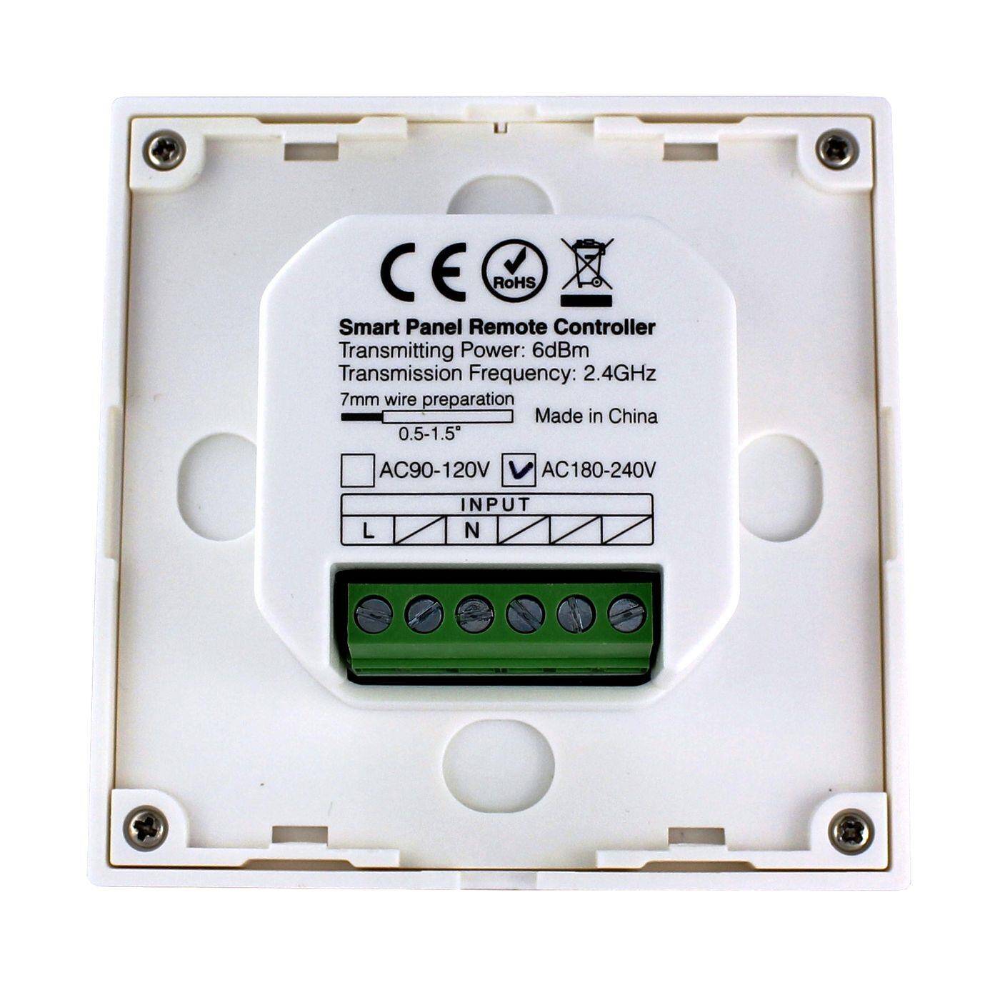 MiLight MiBoxer LED 4-Zone Wand Touch Panel Controller Funk 230V 2-Pin; einfarbig