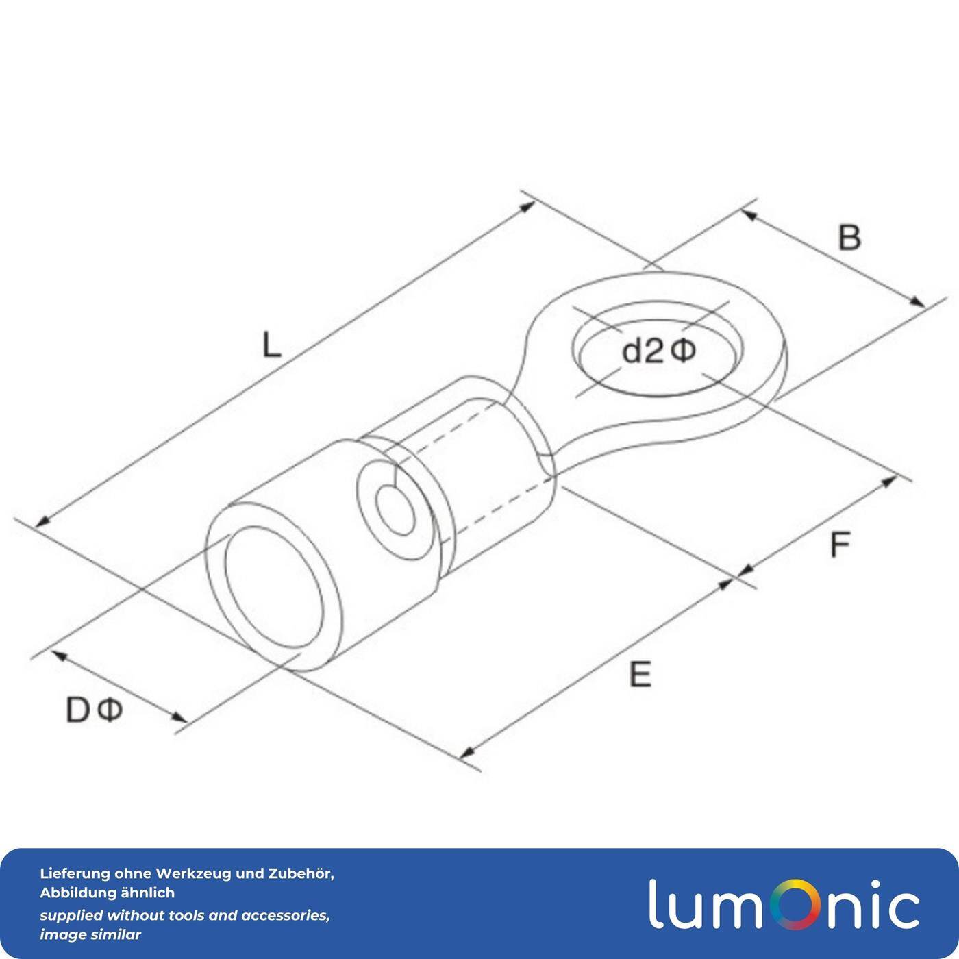Lumonic 25x Ring cable lug 1,5-2,5mm² Partially insulated | M4 | Tinned copper | Secure cable connection without soldering | Set, crimp cable lug, crimp connector, eyelet | Motor vehicle, mechanical engineering, motorhome, battery