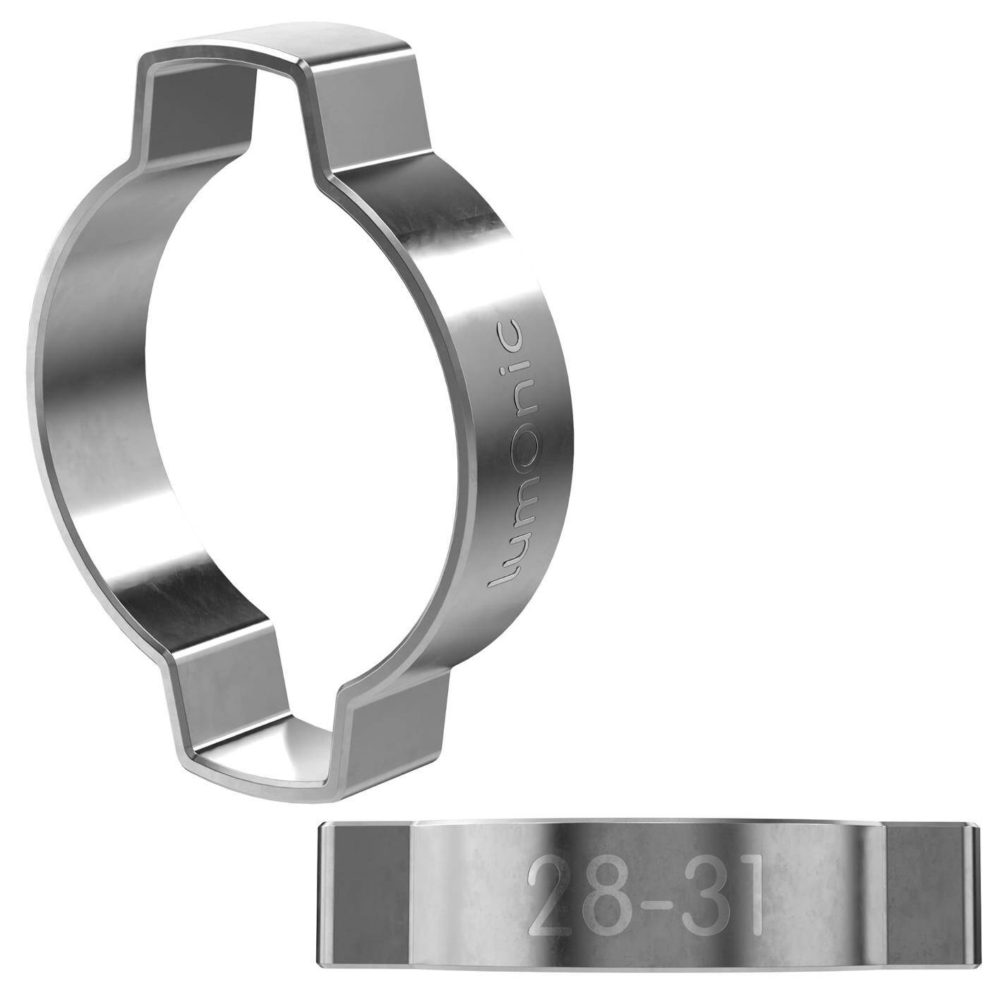 2x 2-ear clip 28-31mm V2A Stainless steel Two-ear clamp Hose clamp for Compressed air, Pipe systems, Garden, CAR