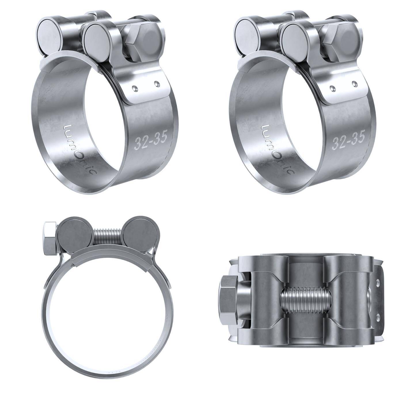 4x Lumonic Gelenkbolzenschelle 32-35mm  Auspuffschelle für Bau PKW LKW