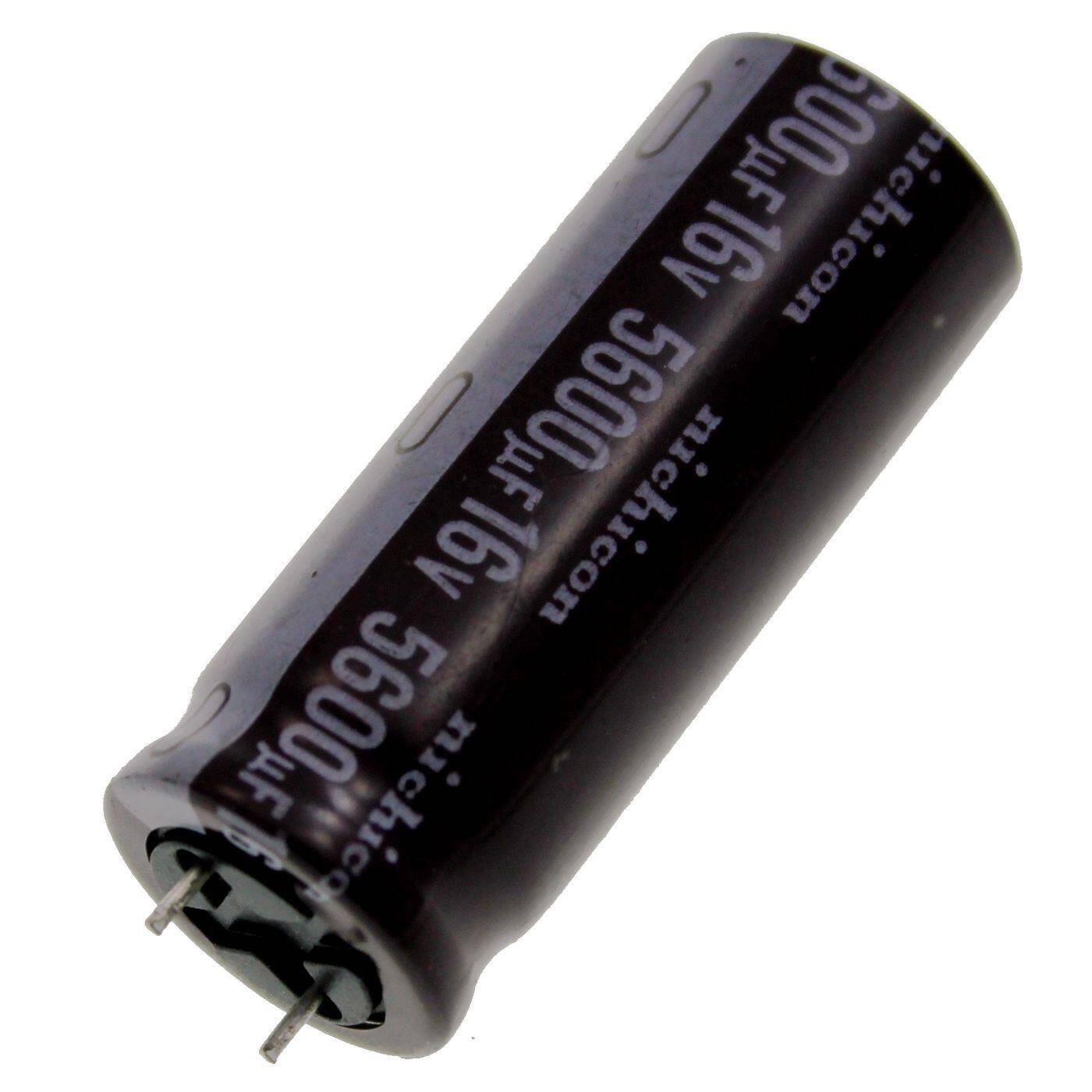 Elko Kondensator Radial 5600µF 16V | Elektrolytkondensator bis zu einer Temperatur von 105°C | 16x40mm | 5600uF UPL1C562MHH1CM Nichicon