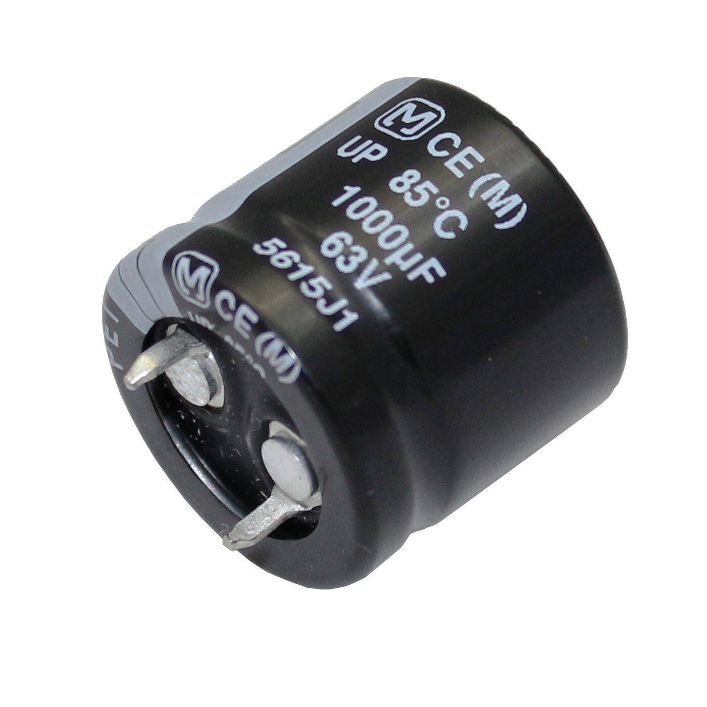 Snap-In Elko Kondensator 1000µF 63V | Elektrolytkondensator bis zu einer Temperatur von 85°C | 22x20mm | 1000uF ECEC1JP102BJ Panasonic
