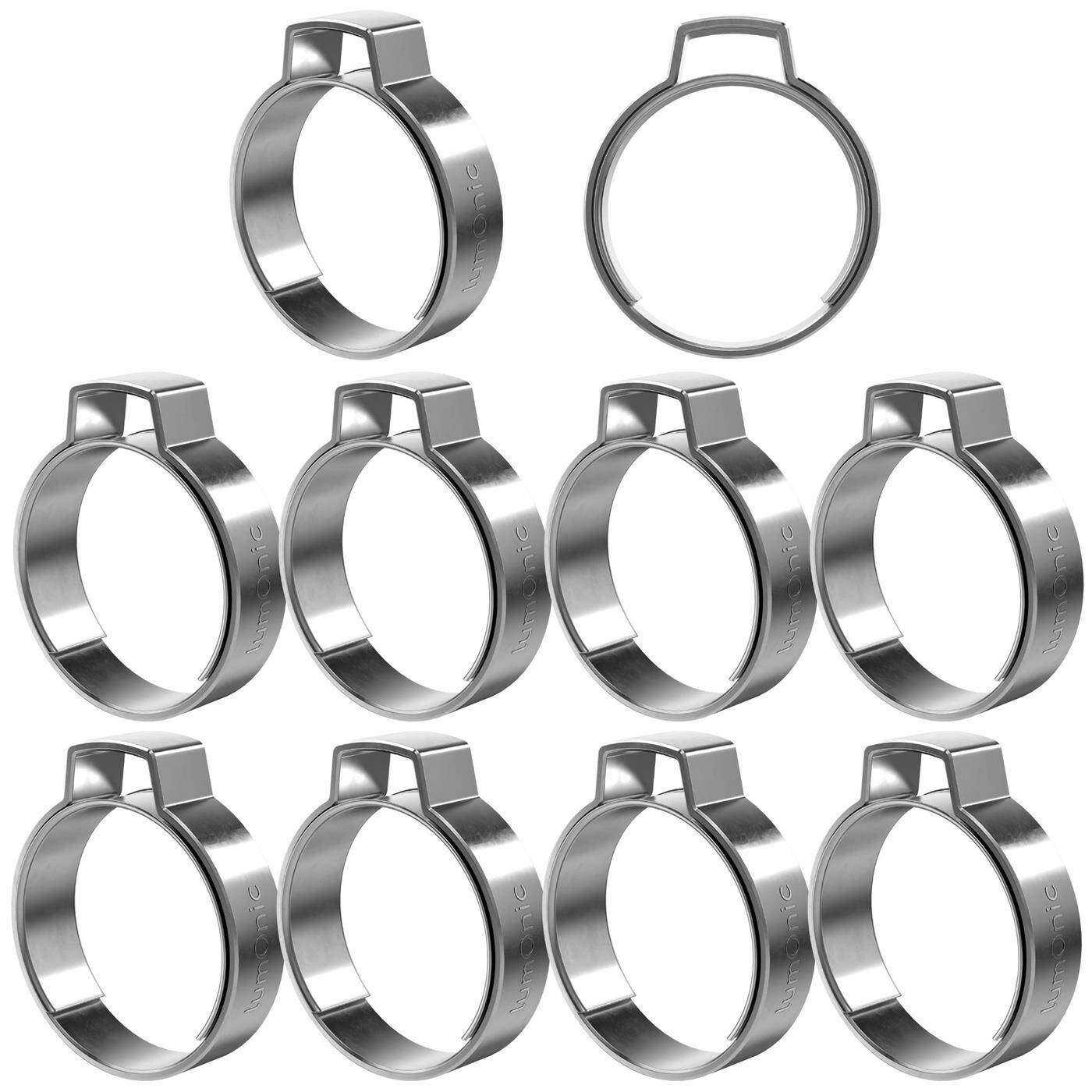 Lumonic I 10x 1-ear clip 20,9-24,1mm I V2A Stainless steel I Single ear clip I Hose clamp I for Compressed air, Pipe systems, Garden, CAR