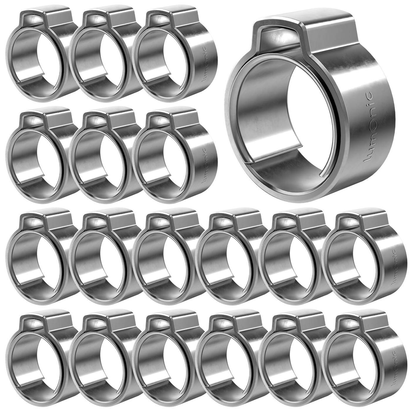 Lumonic I 20x 1-ear clip 9,8-12,3mm I V2A Stainless steel I Single ear clip I Hose clamp I for Compressed air, Pipe systems, Garden, CAR