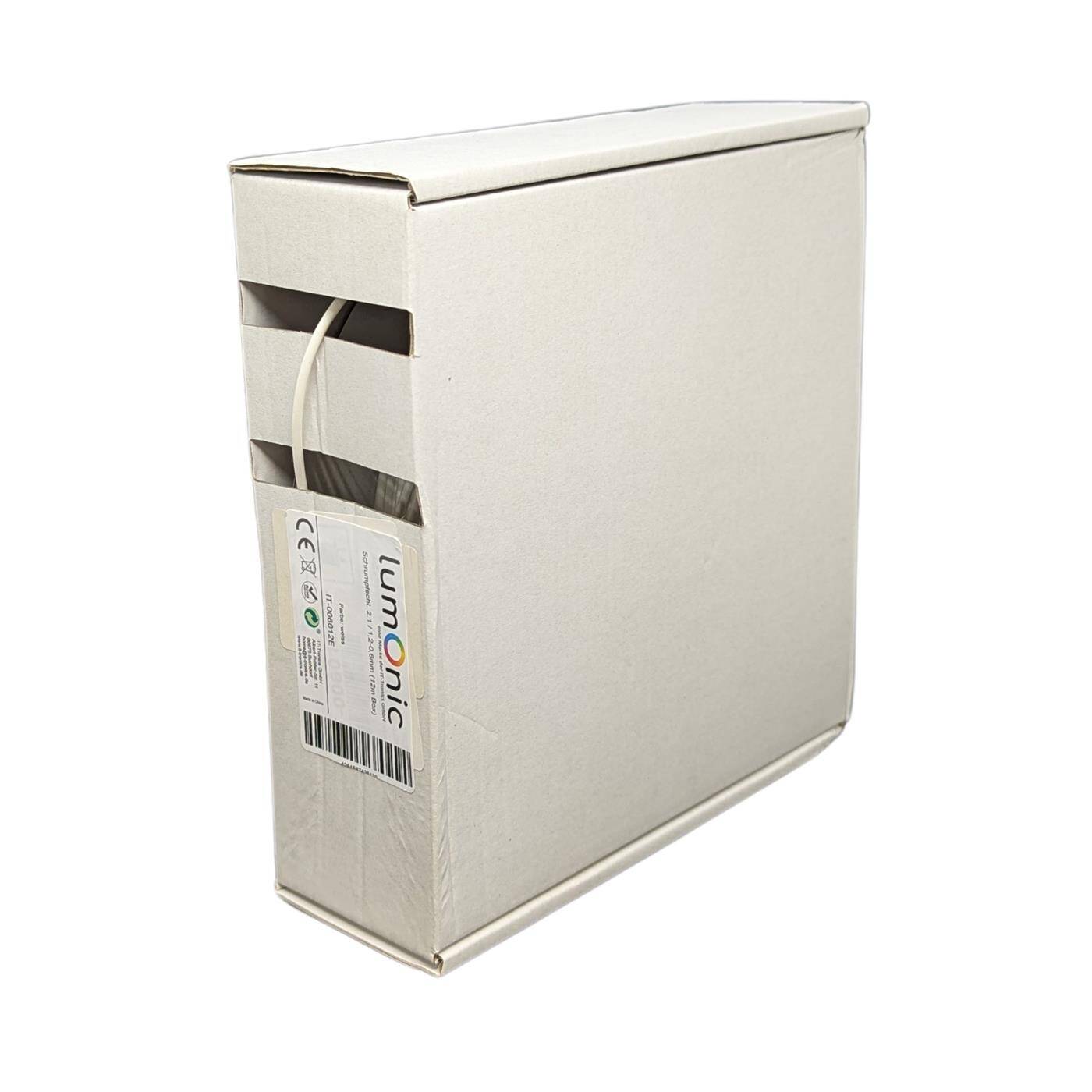 Lumonic 12m Schrumpfschlauch Box 2:1 Weiss - Hier von: 1,2mm auf 0,6mm - Dickwandiger Schrumfpschlauch in verschiedenen Größen