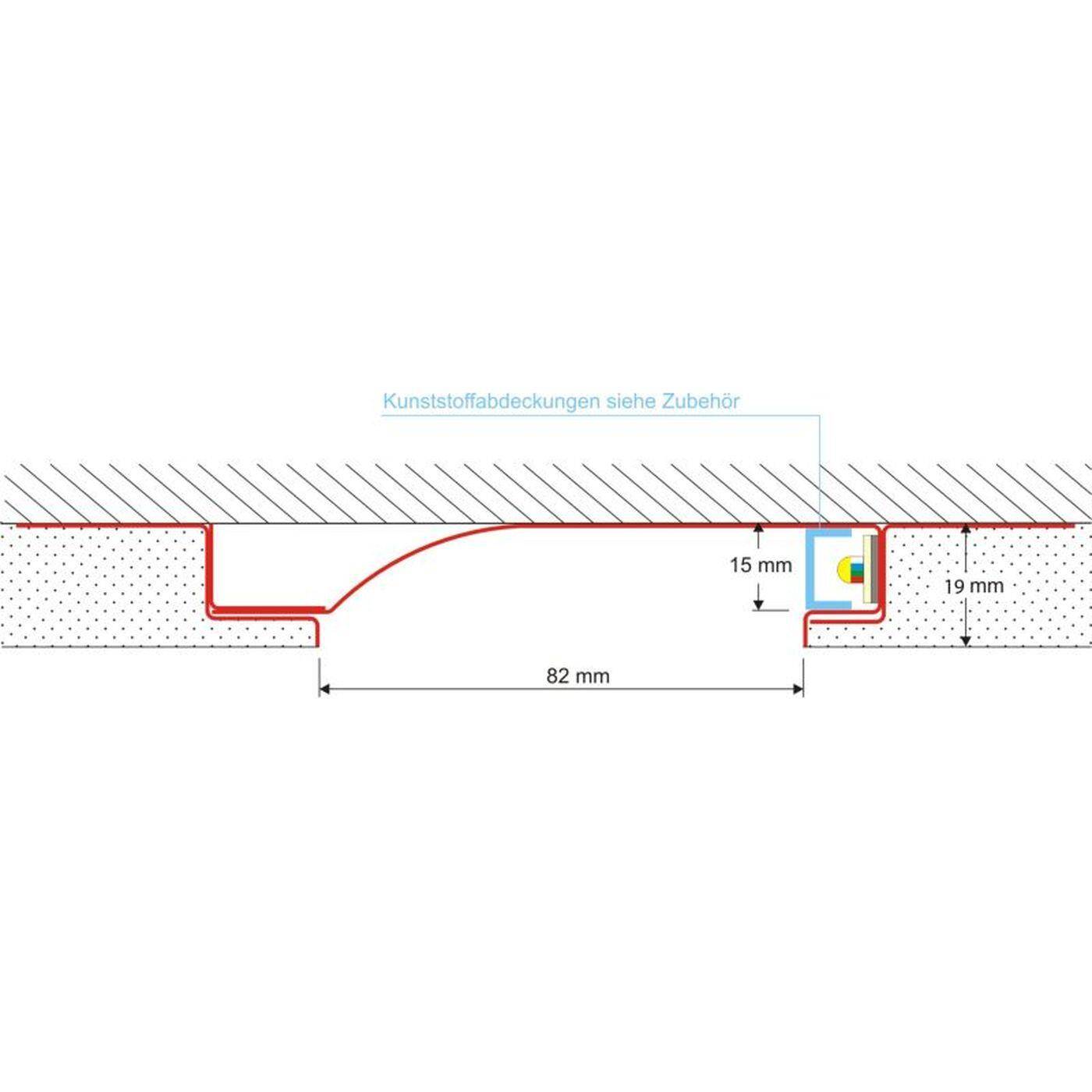 2m LED Plaster profile R10-F with reflector viewing leg Steel Zinc sheet