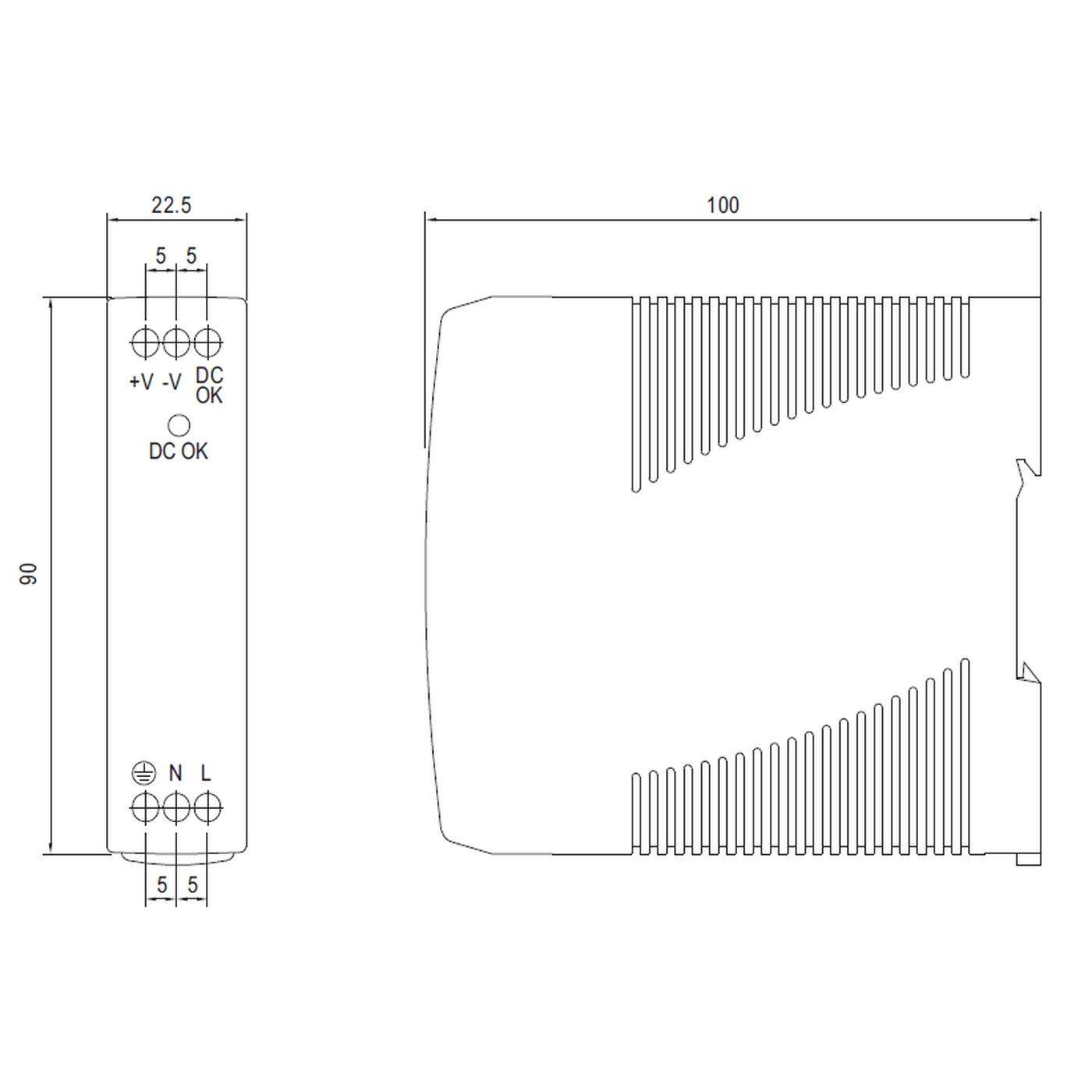 MDR-20-5 15W 5V 3A Din Rail power supply