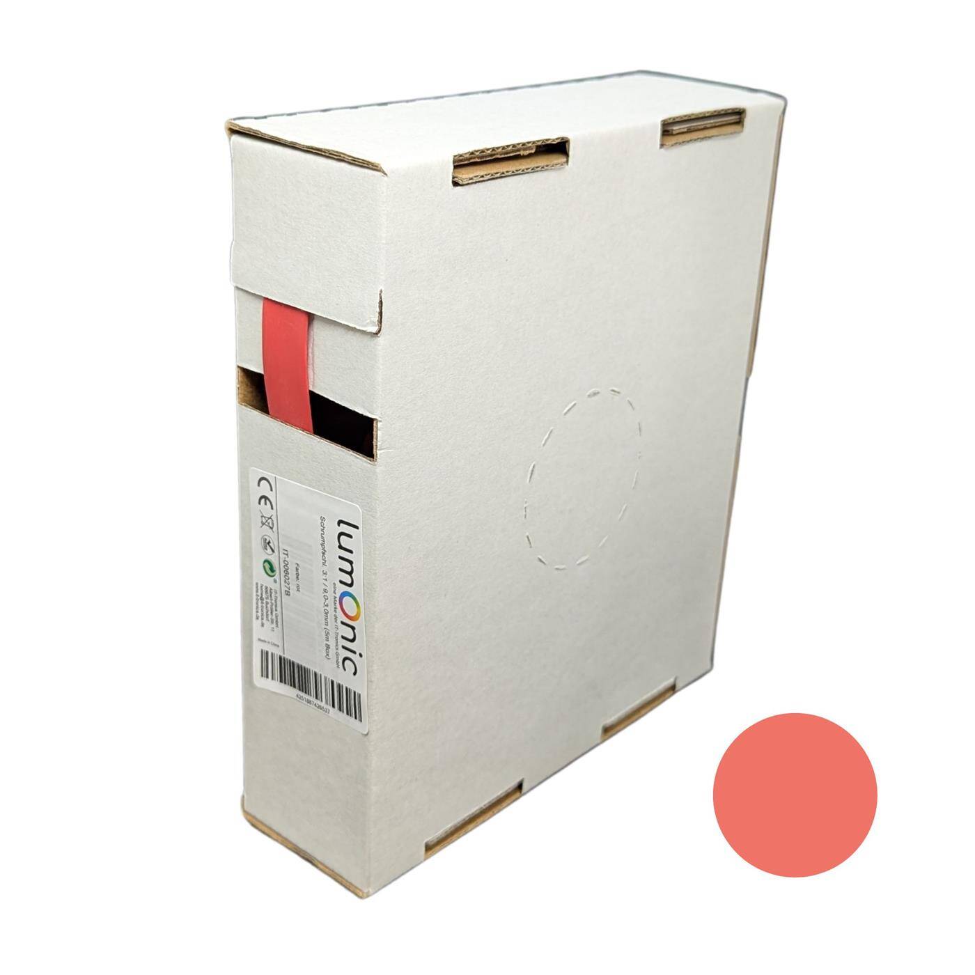 5m Heat shrink tubing Box 3:1 9 -> 3mm Red Flexible