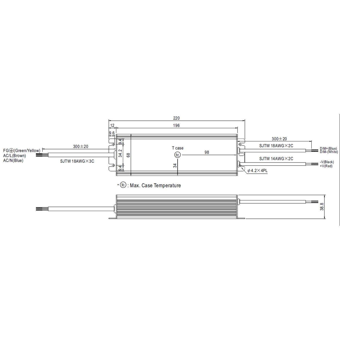 HLG-185H-12B 156W 12V 13A LED Netzteil Trafo Treiber IP67 Dimmbar 0-10V PWM