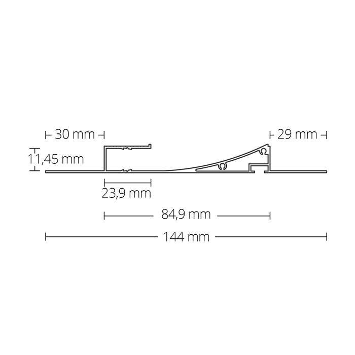2m LED Profil TBP12 Weiß 144x14,3mm Aluminium Trockenbauprofil für 11mm LED Streifen